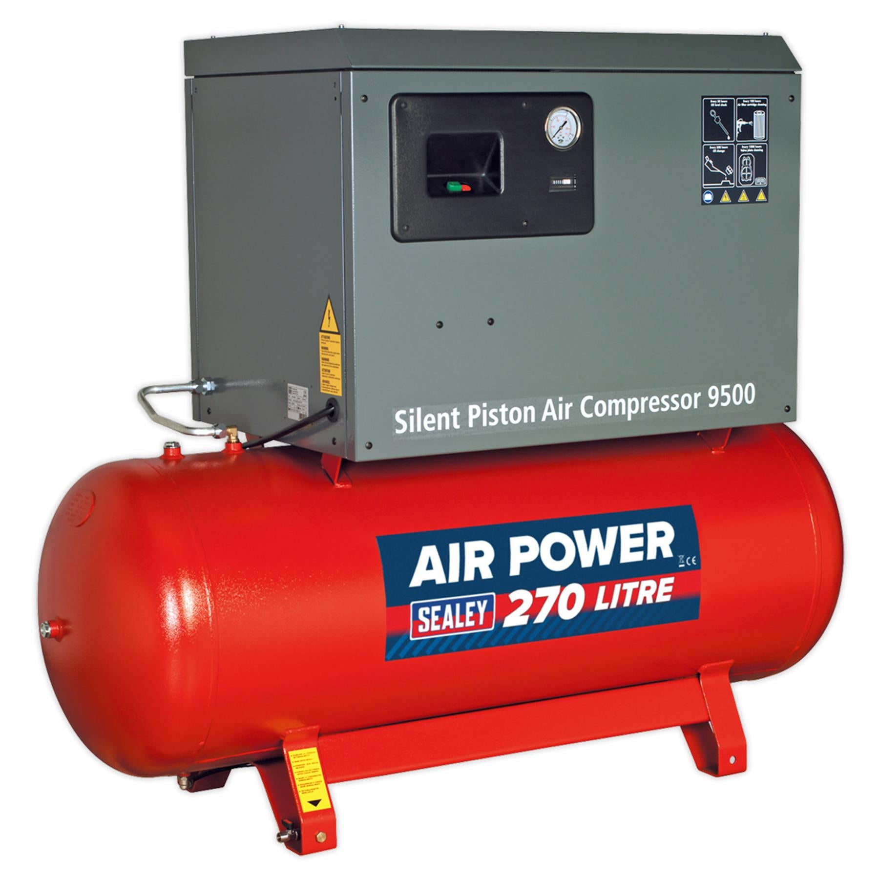 Sealey Compressor 270L Belt Drive 7.5hp 3ph 2-Stage Low Noise