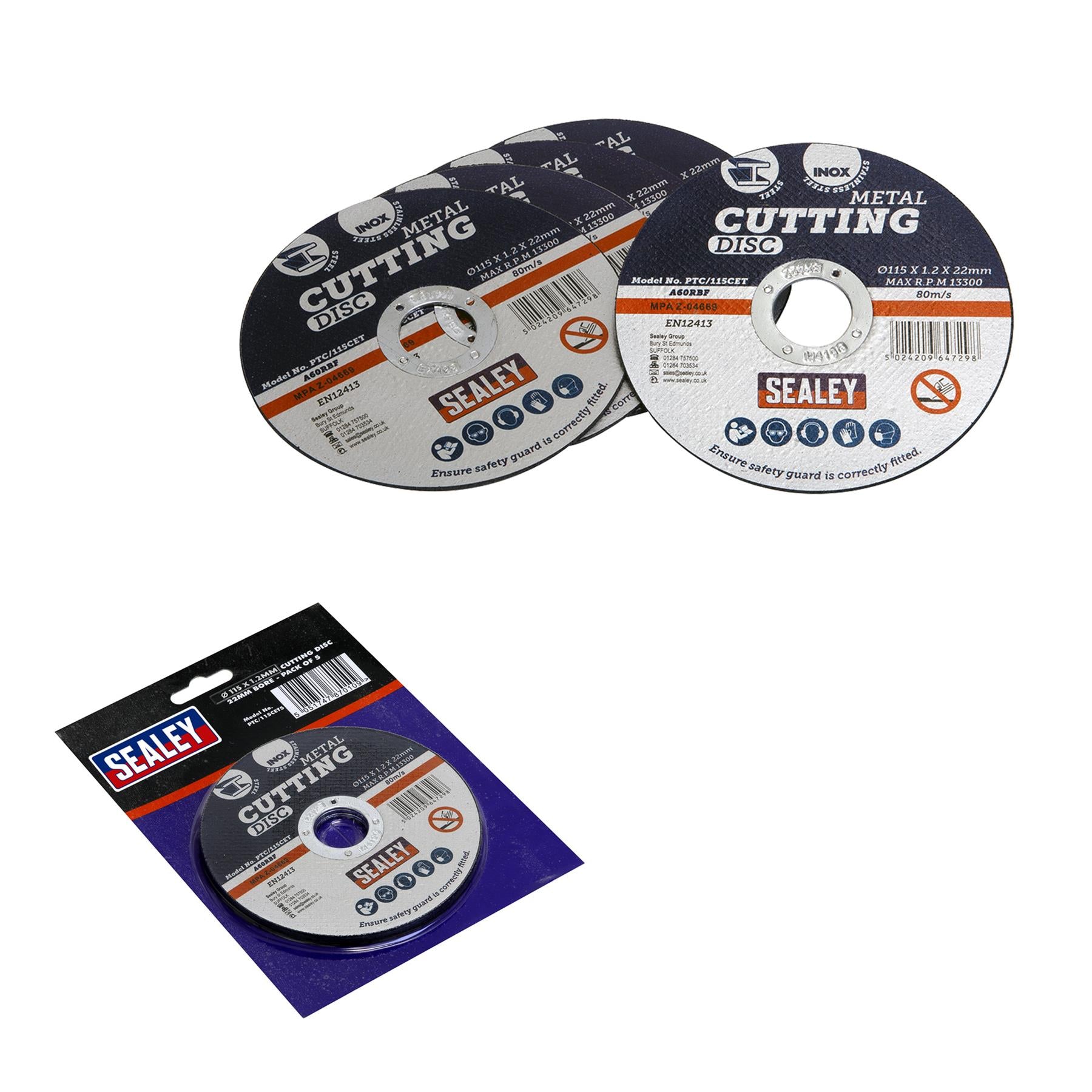 Sealey Cutting Disc Ø115 x 1.2mm 22mm Bore Pack of 5