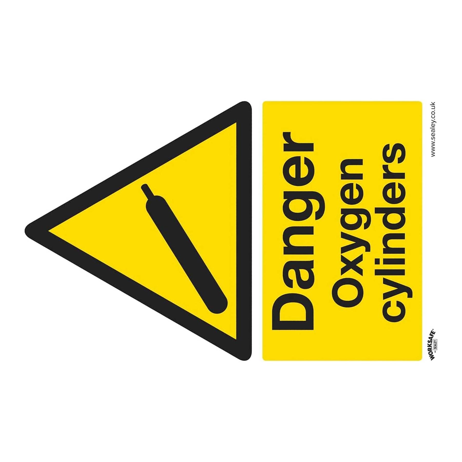 Sealey Warning Safety Sign - Danger Oxygen Cylinders - Rigid Plastic - Pack of 10
