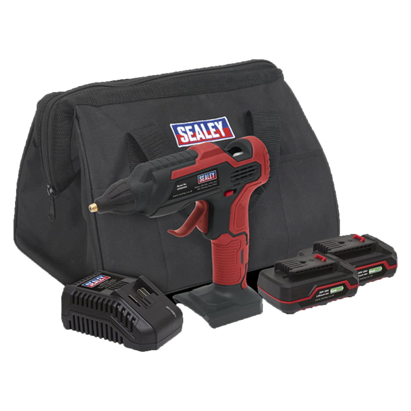 Cordless Glue Gun Kit 20V From Sealey - 2 Batteries