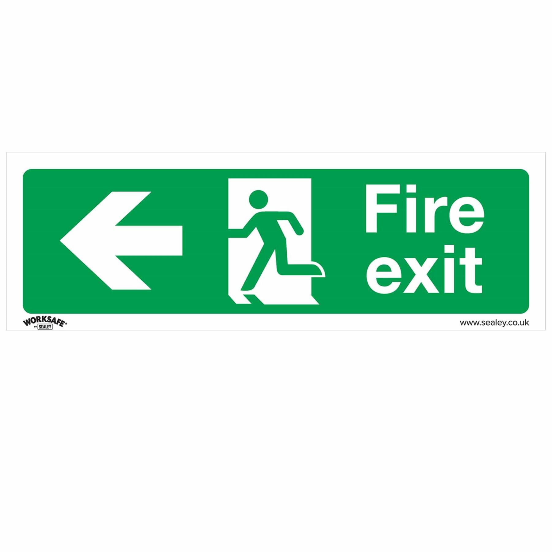 Sealey Safety Sign - Fire Exit (Left) - Self-Adhesive Vinyl