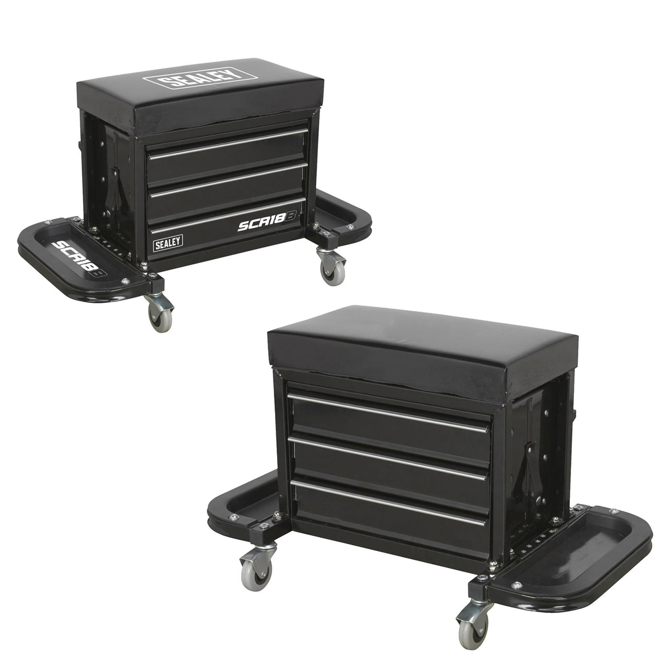 Sealey Mechanic's Utility Seat & Toolbox - Black