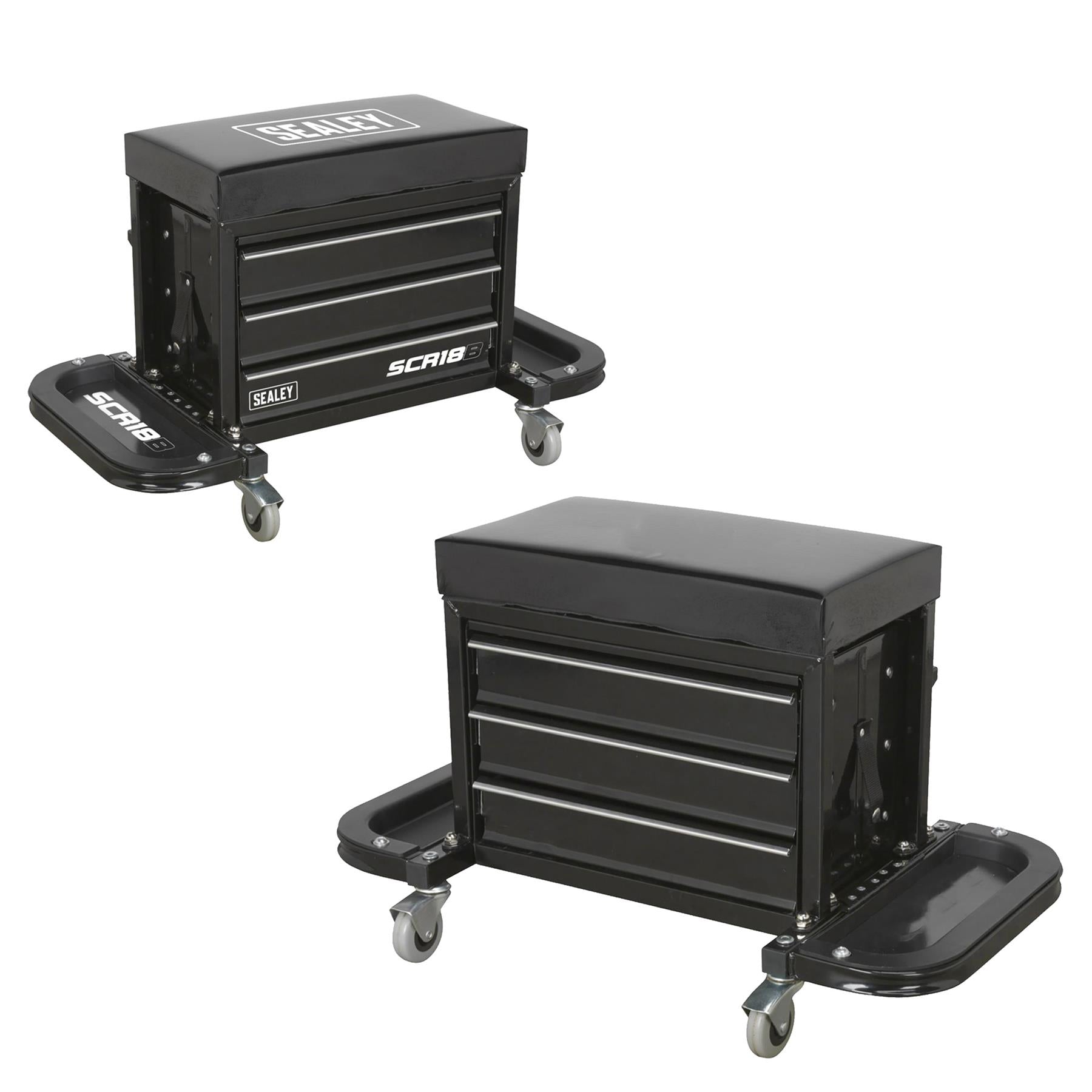 Sealey Mechanic's Utility Seat & Toolbox - Black