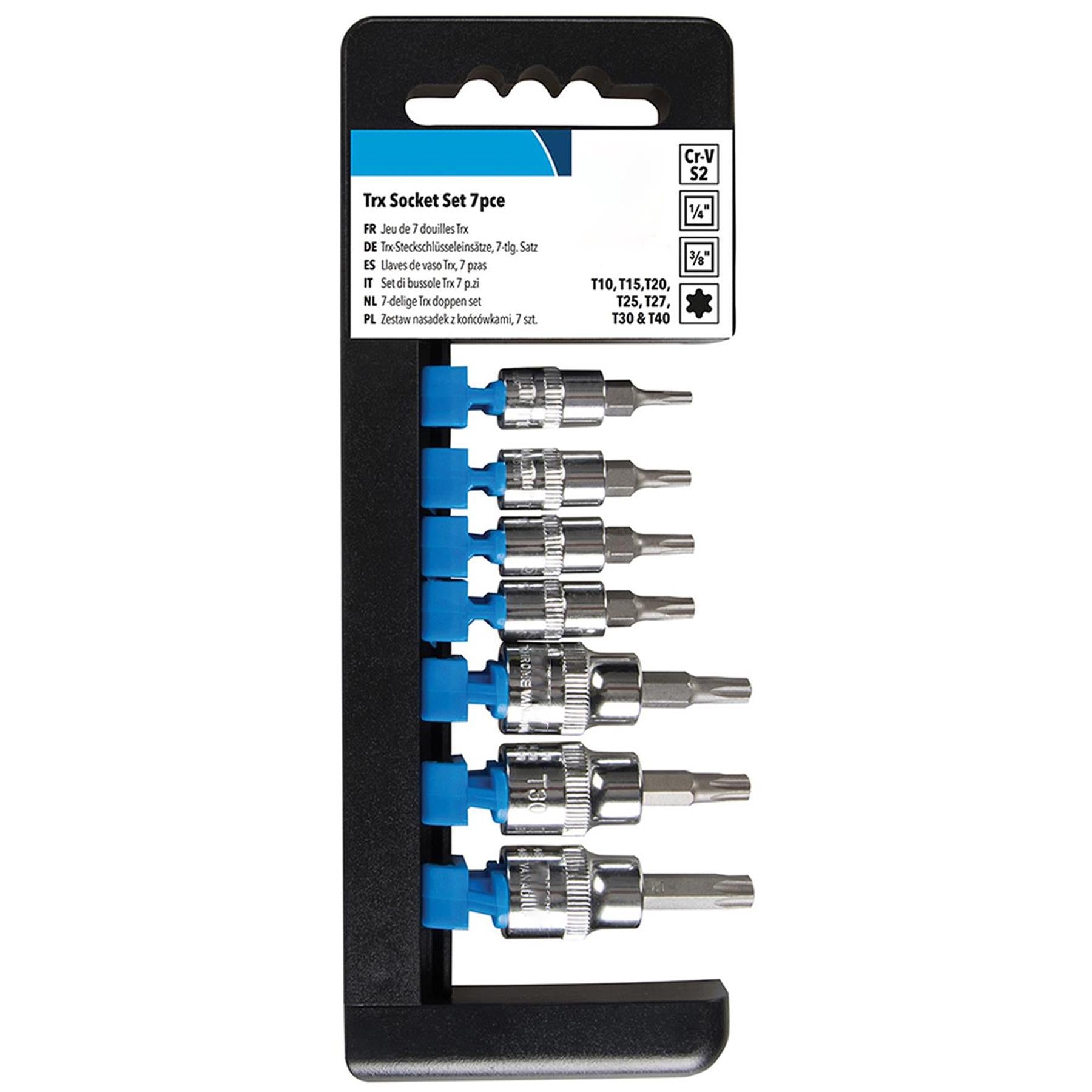 Torx Socket Set 7 Piece 1/4" 3/8" Square Drive T10 T15 T20 T25 T27 T30 T40