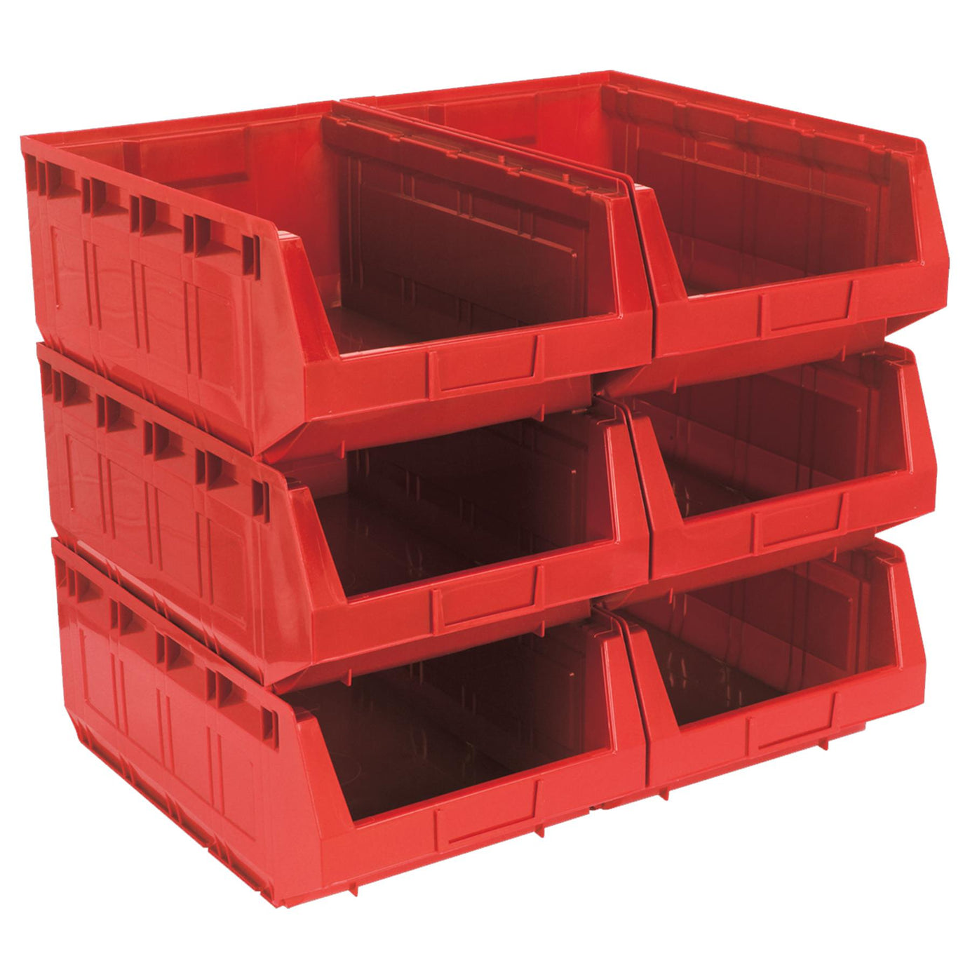 Sealey Plastic Storage Bin 310 x 500 x 190mm - Red Pack of 6