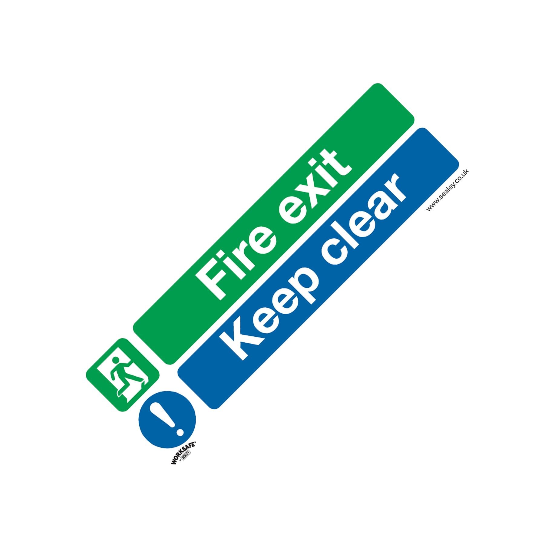 Sealey Safety Sign - Fire Exit Keep Clear - Self-Adhes. Pack of 10