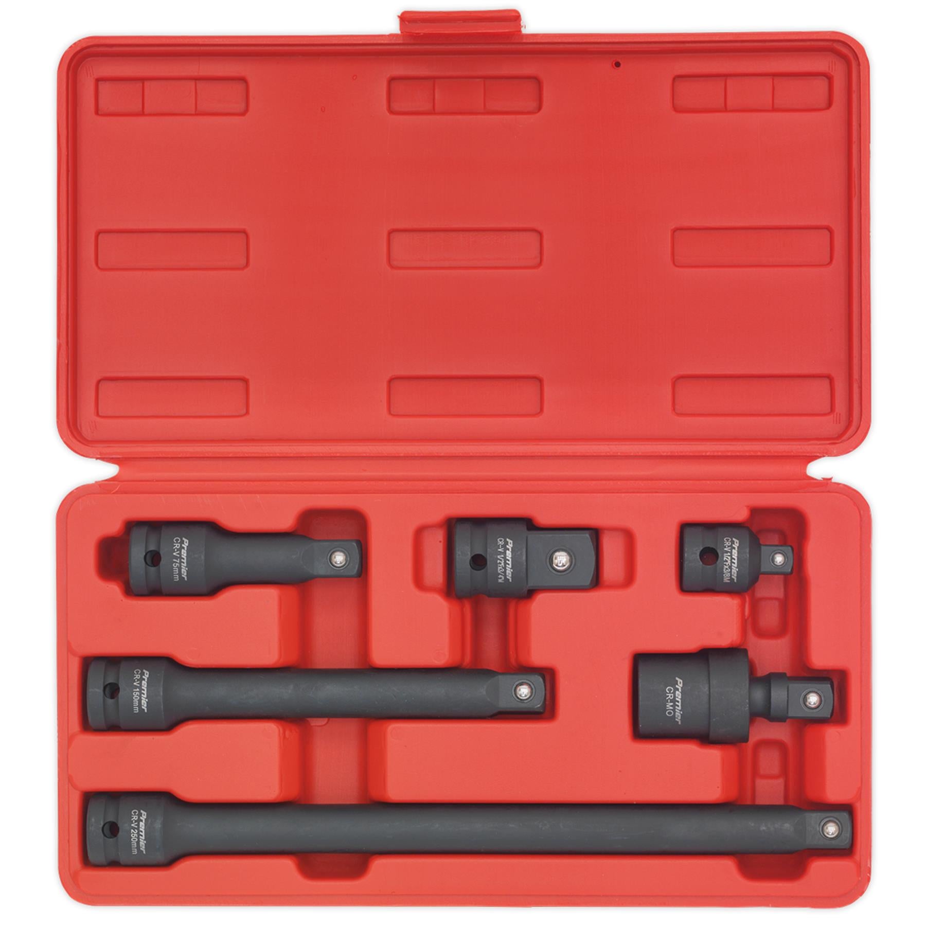 Sealey 6 Piece 1/2"Sq Drive Impact Adaptor & Extension Bar Set
