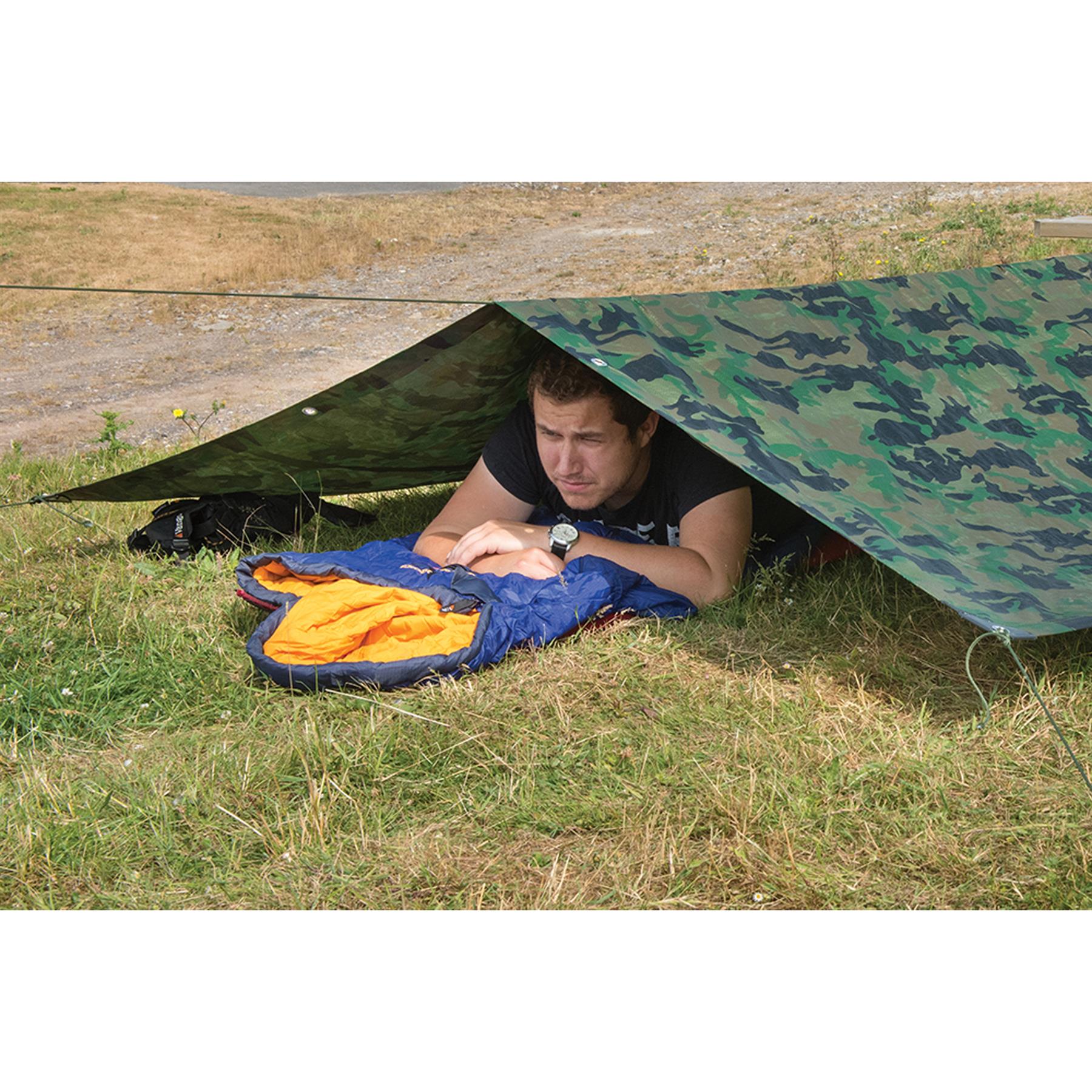 Camouflage Tarpaulin With Laminated Basket Weave & Uv Filter-Treated 2.4 X 3M