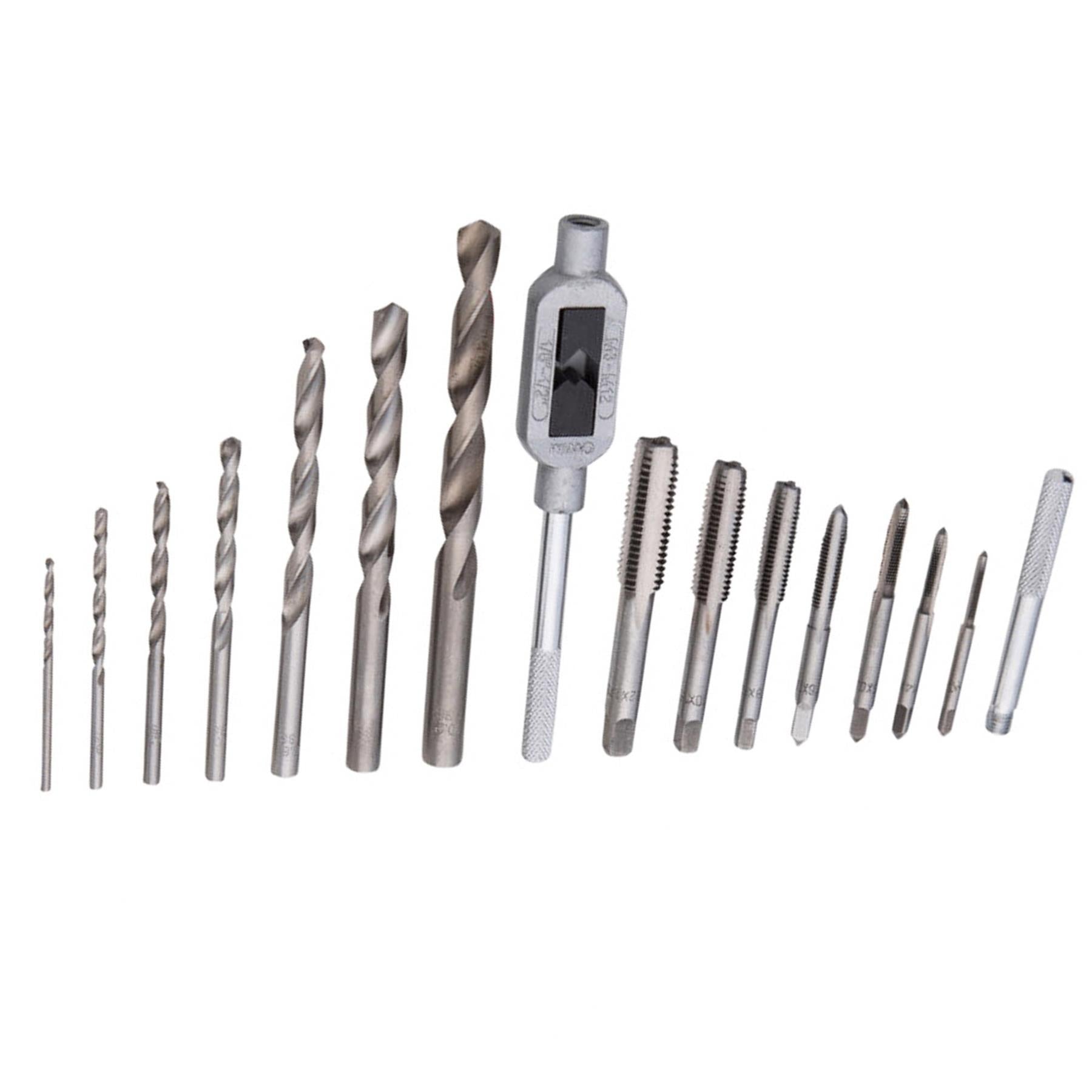 BlueSpot 15Pc Tap and Drill Bit Set Metric M3 - M12 Drills Thread Cutter