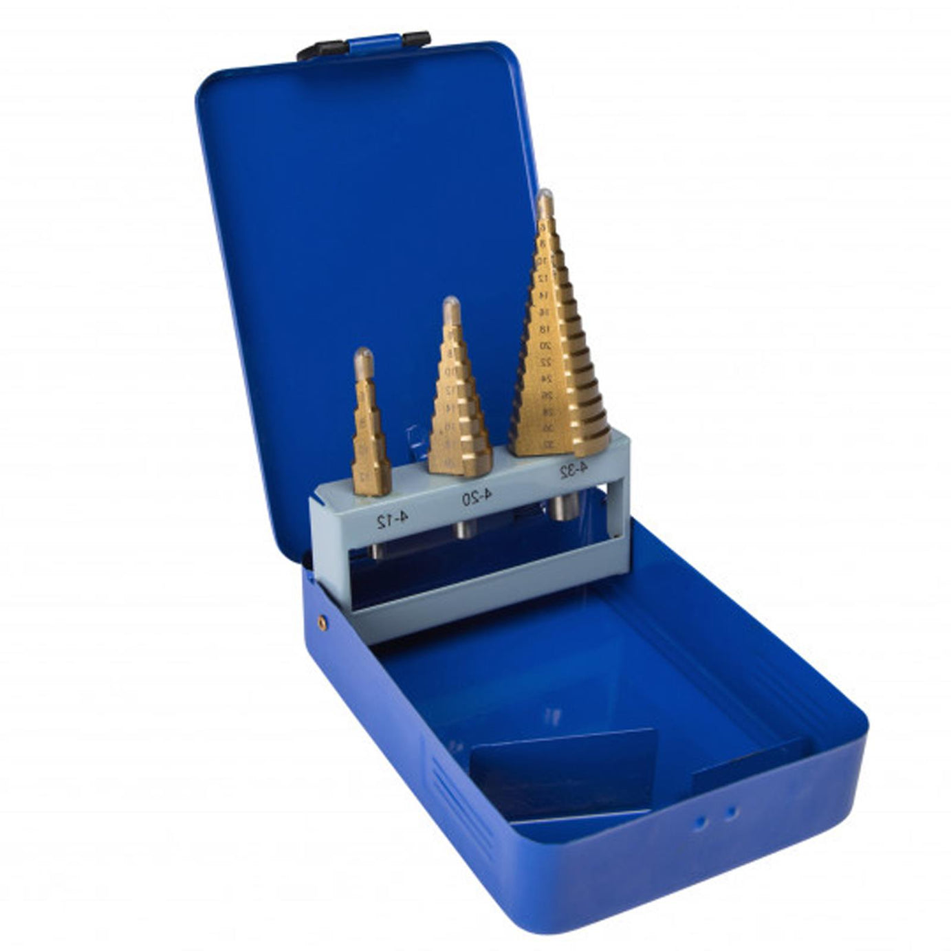 Heavy Duty 3 Piece Titanium Coated HSS Step Drill Bit Set 4-32mm For Woods