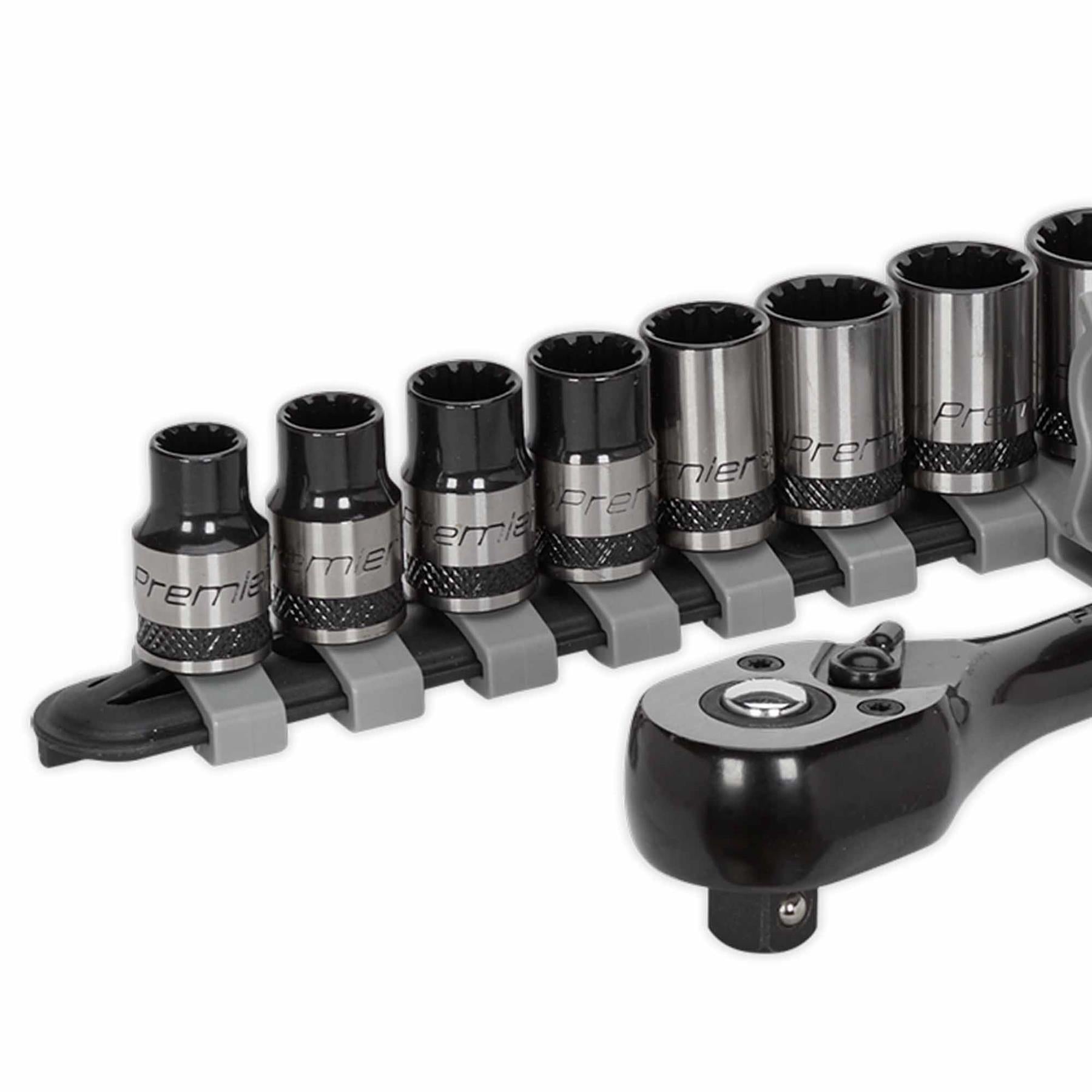 Sealey Socket Set 13pc 3/8"Sq Drive Total Drive Black Series