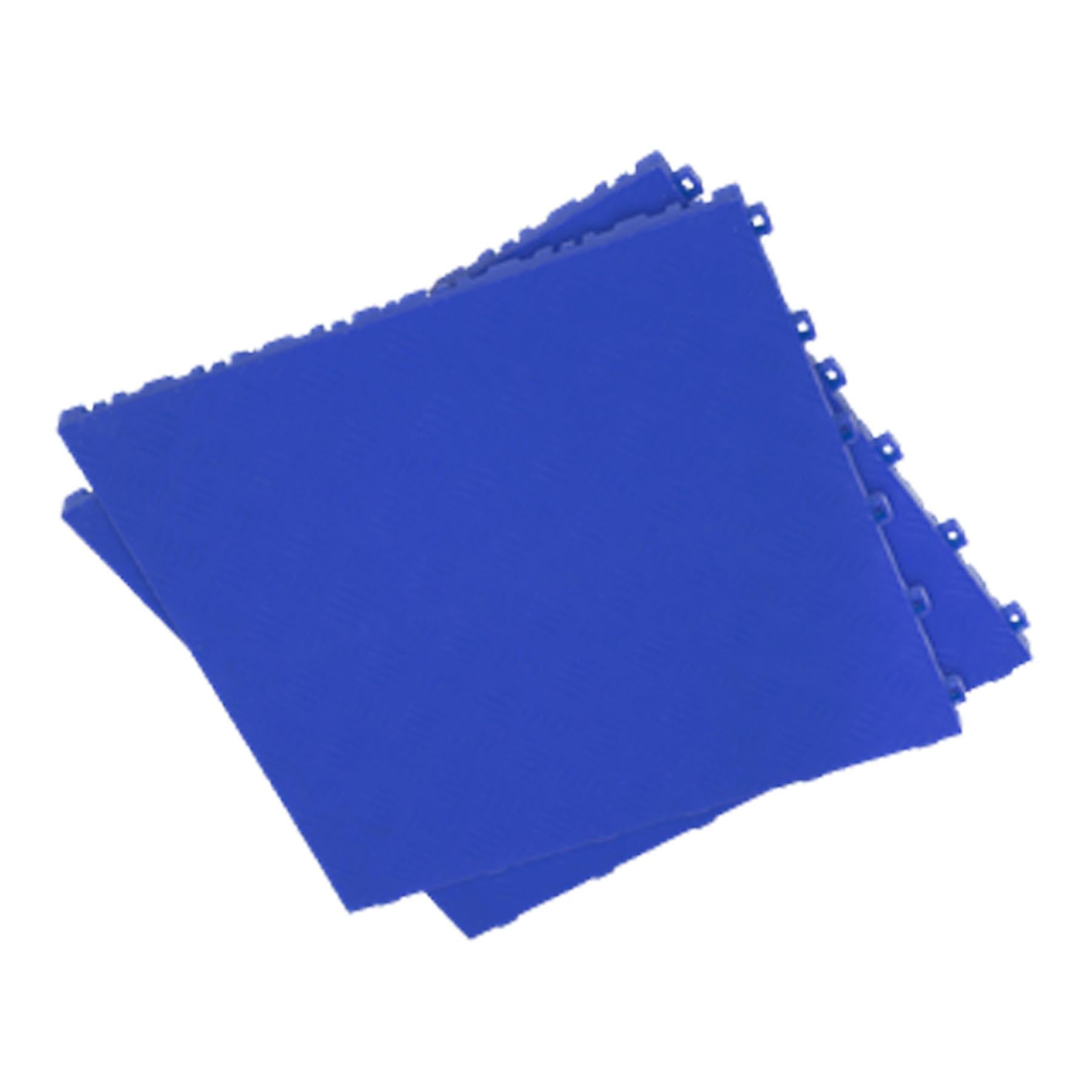 Sealey Polypropylene Floor Tile - Blue Treadplate 400x400mm Pk of 9