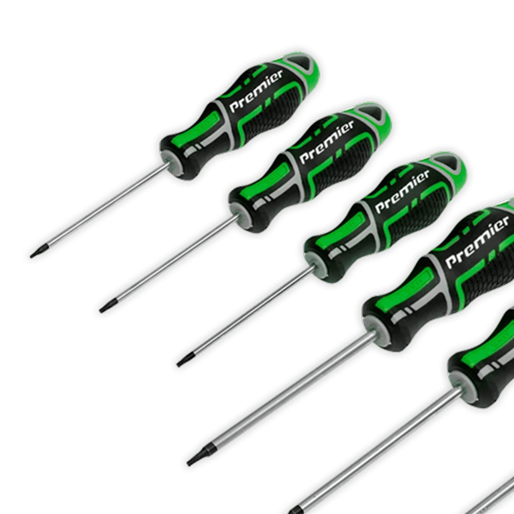 Sealey 10pc TRX Star Torx Screwdriver Set Magnetic GripMax T7-T40 Hi Vis Green