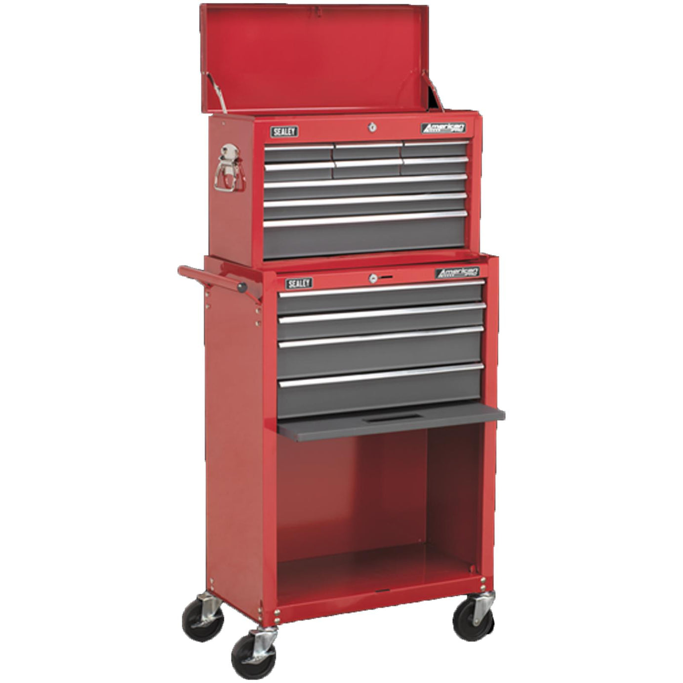 Sealey Topchest & Rollcab Combination 13 Drawer with Ball Bearing Slides-Red/Grey