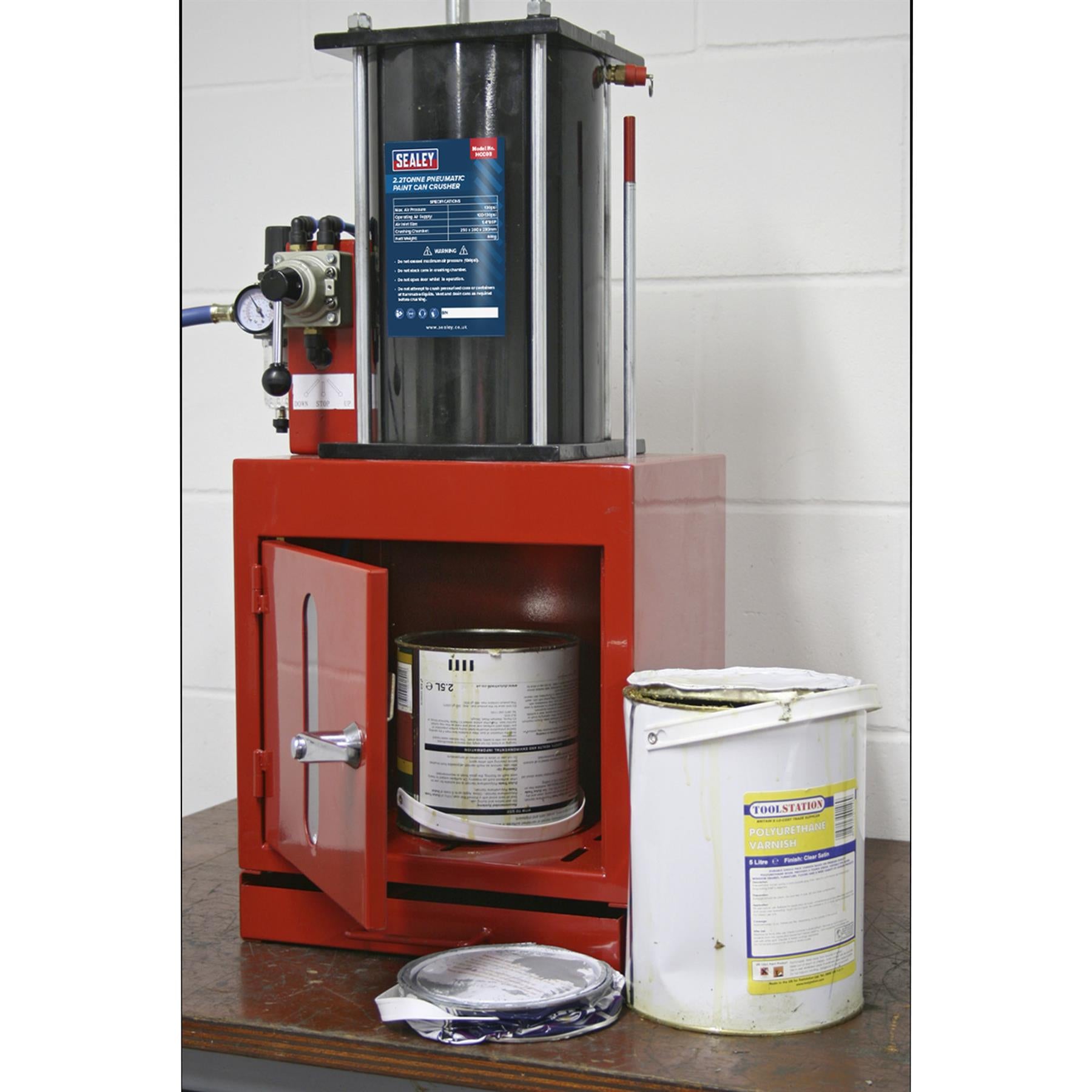 Sealey Pneumatic Paint Can Crusher 2.2tonne