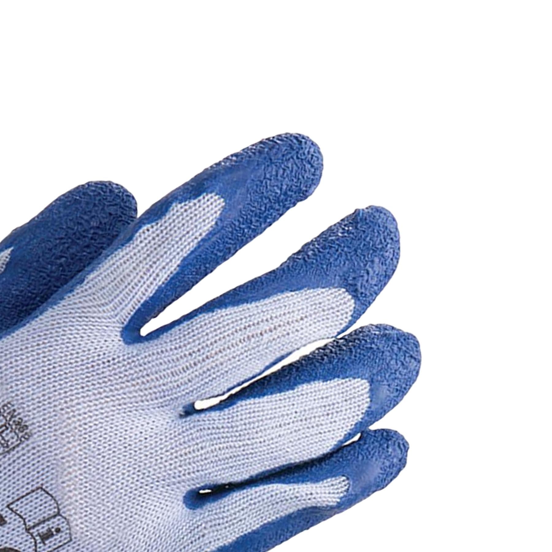Latex Builders Gloves Anatomical Design Crinkle Finish And Knitted Wrist L 9