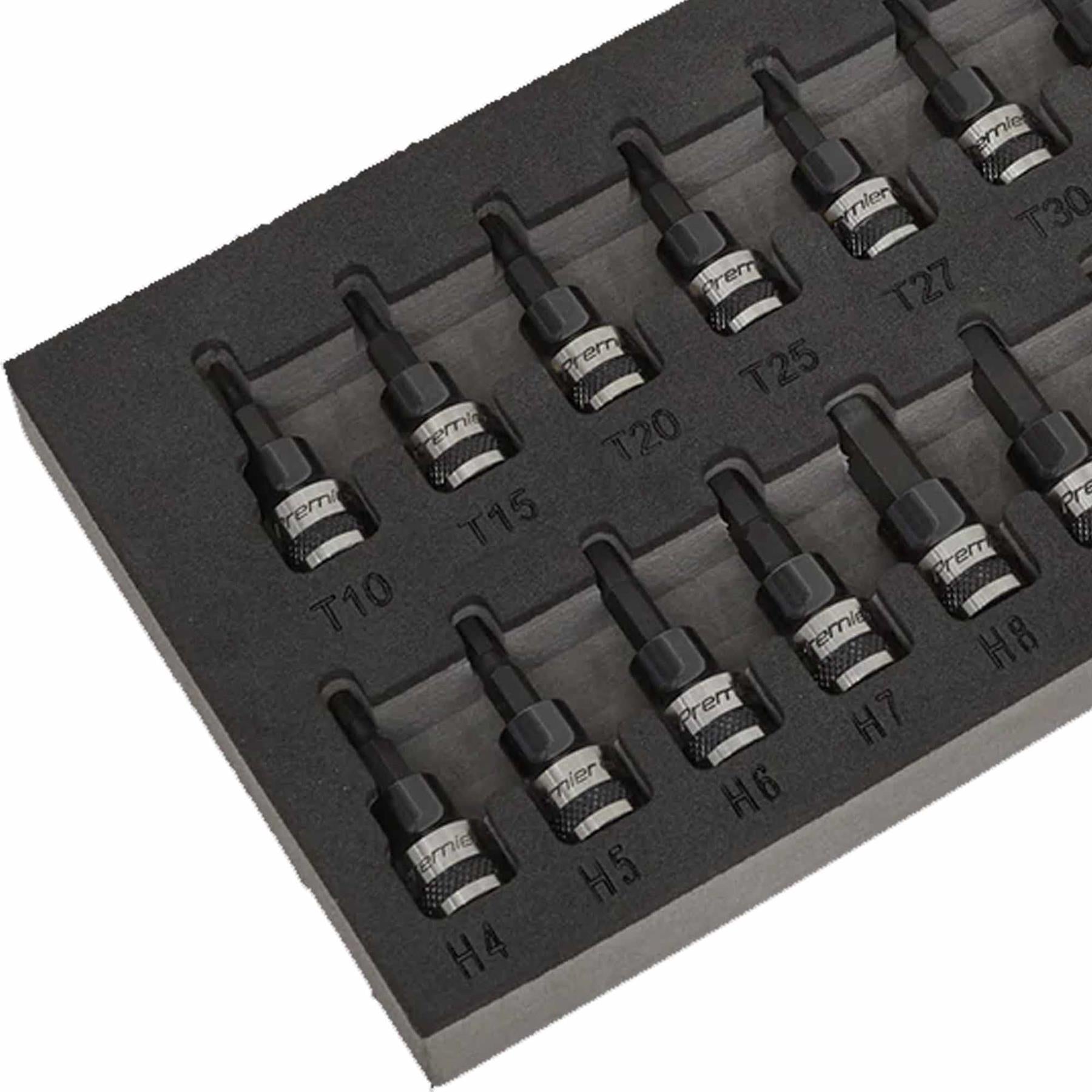 Sealey TRX-Star/Hex/Spline Socket Bit Set 22pc 3/8"Sq Dr Blk Series