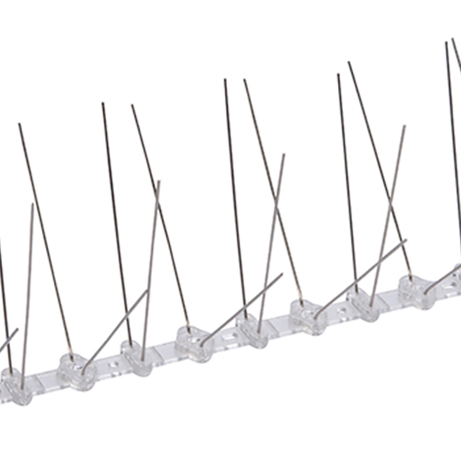 10Pk Bird Spikes 500mm (2 Spike) Polycarbonate Base With Stainless Steel Spike