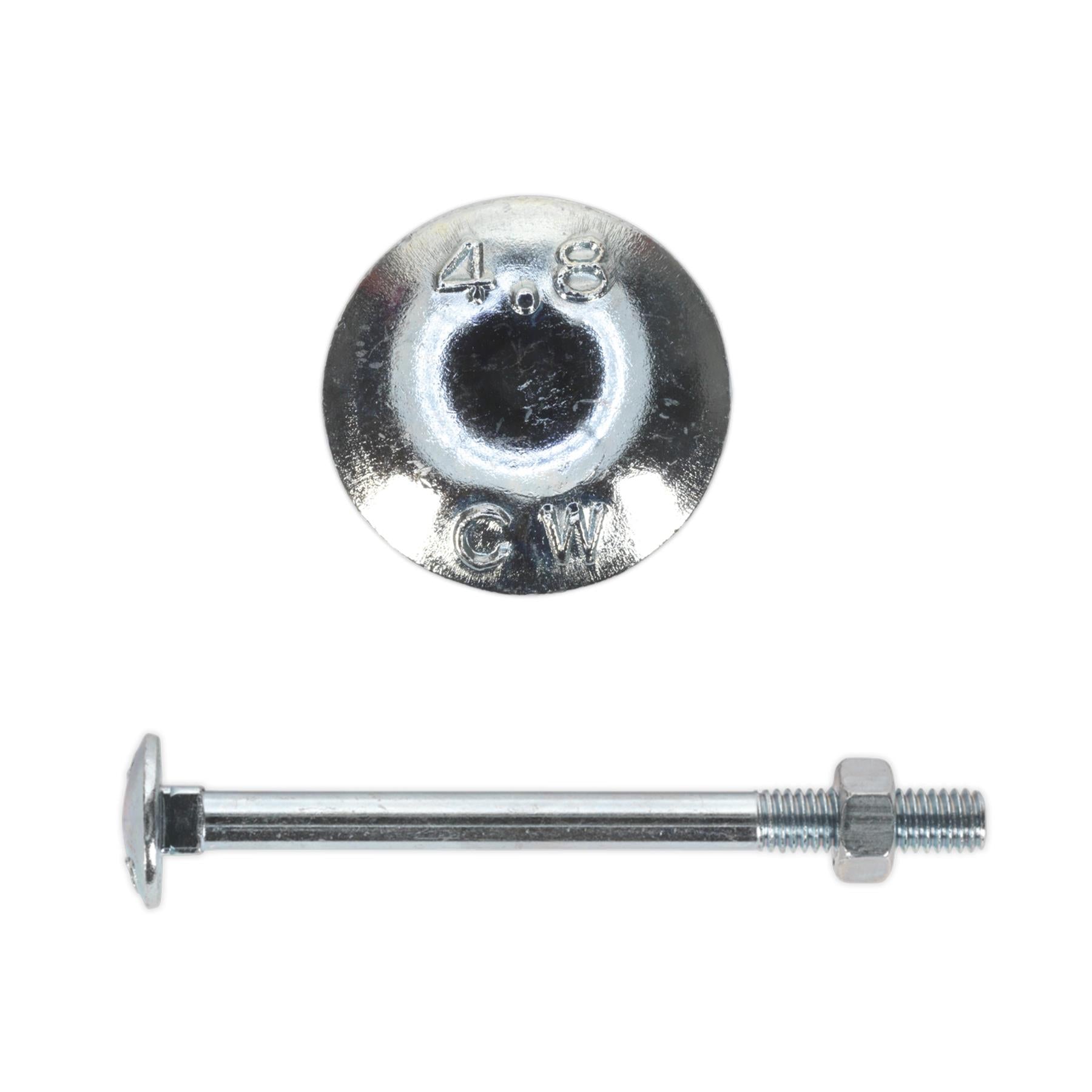 Sealey Coach Bolt & Nut DIN 603 M6 x 75mm Zinc Pack of 100