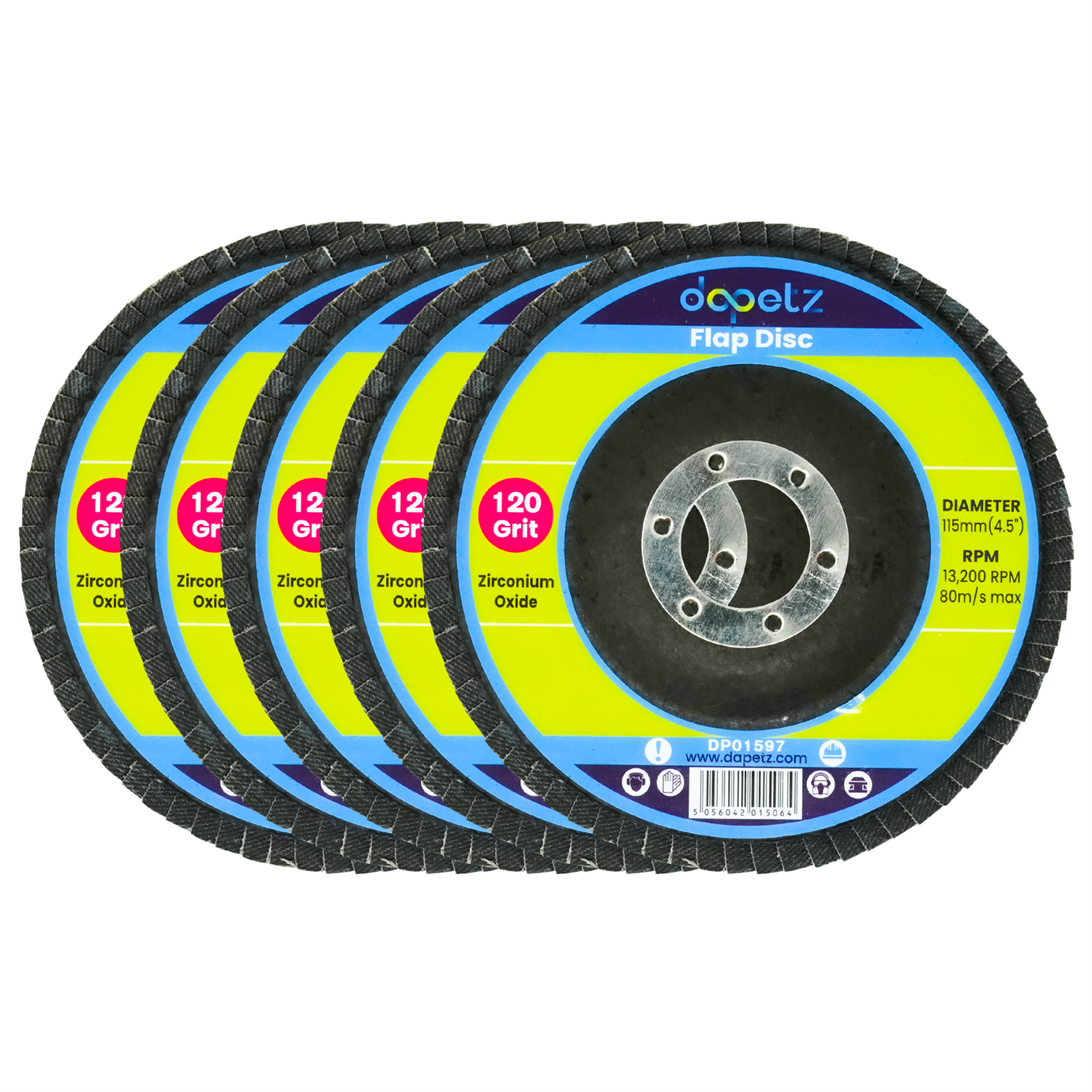 10 X Flap Sanding Discs 115mm 80 120 Grit Zirconium Oxide 4.5" Angle Grinder Mix