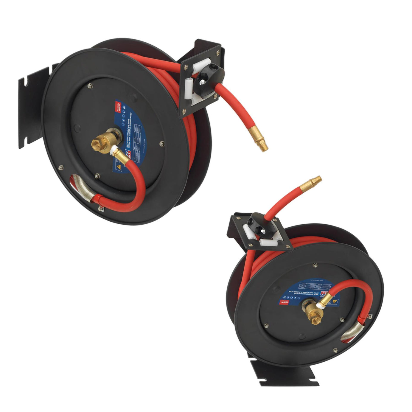 Sealey Retractable Air Hose Steel Reel 8m 10mm ID Rubber Hose