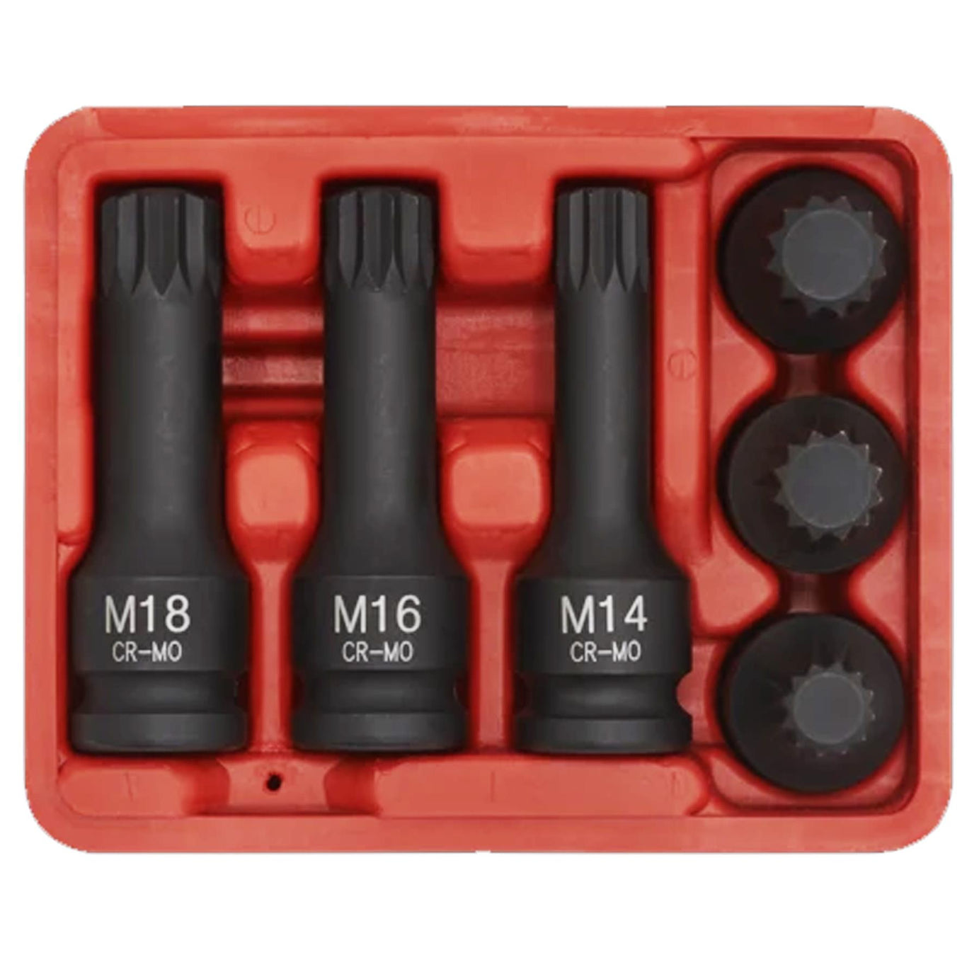 Sealey Impact Spline Socket Bit Set 6pc 1/2"Sq Drive