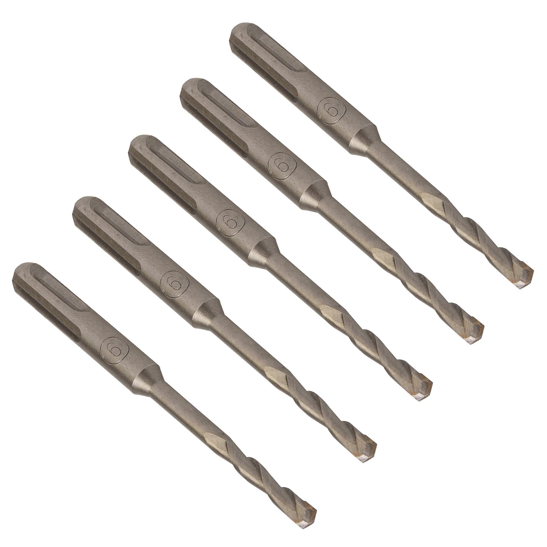 5 x SDS+ PLUS MASONRY DRILL BIT 6 x 110mm, TUNGSTEN CARBIDE TIP, FOR STONE CONCRETE BRICK