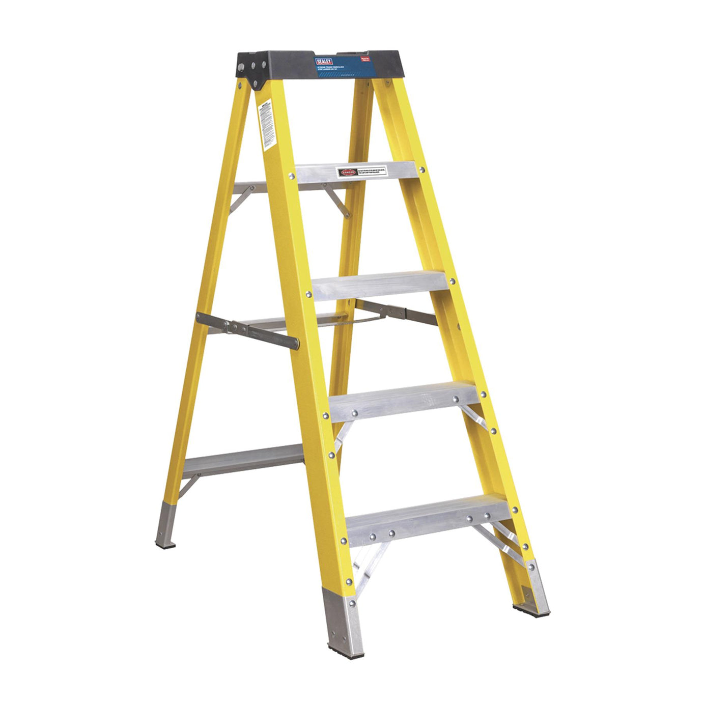 Sealey Fibreglass Step Ladder 4-Tread EN 131 Lightweight Anti-Slip Feet