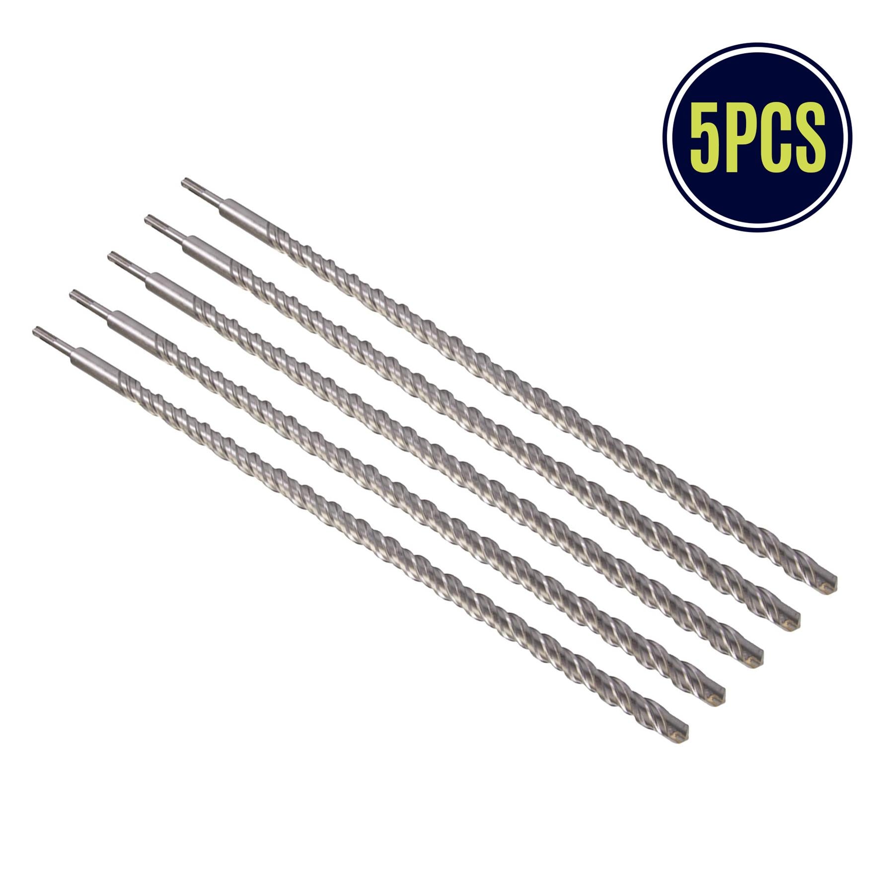 5 x SDS+ PLUS MASONRY DRILL BIT 22 x 600mm, TUNGSTEN CARBIDE TIP, FOR STONE CONCRETE BRICK