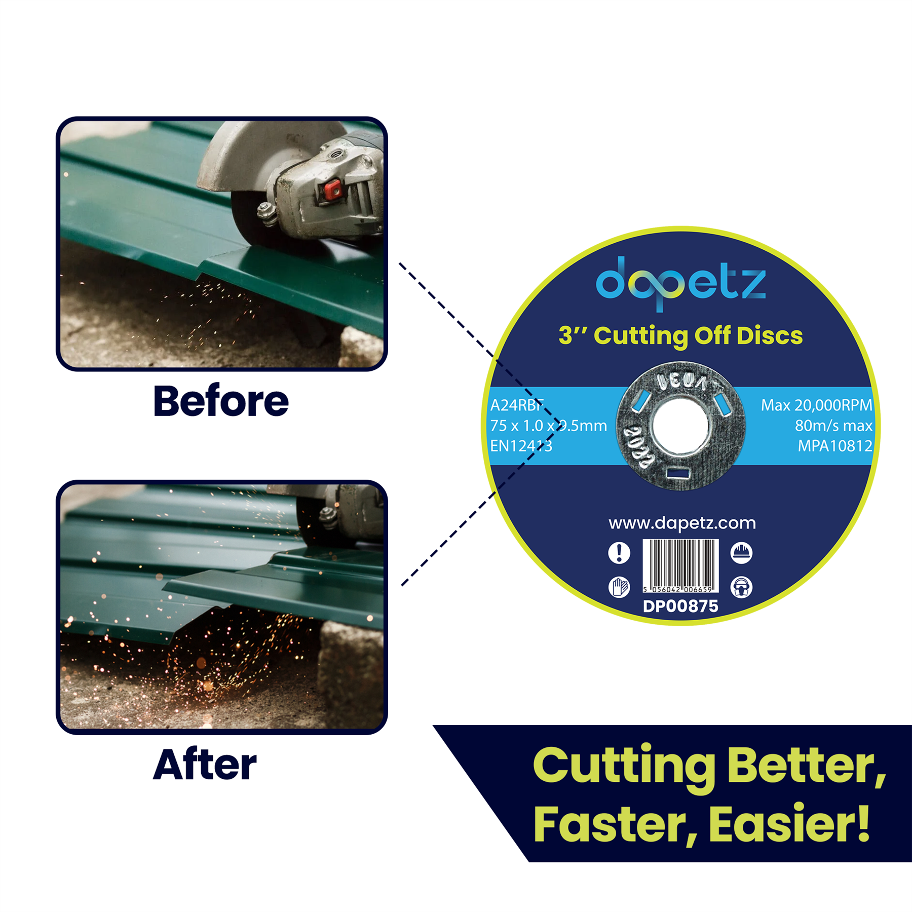 75mm ULTRA THIN METAL CUTTING BLADE DISC STEEL & STAINLESS ANGLE 20Pcs