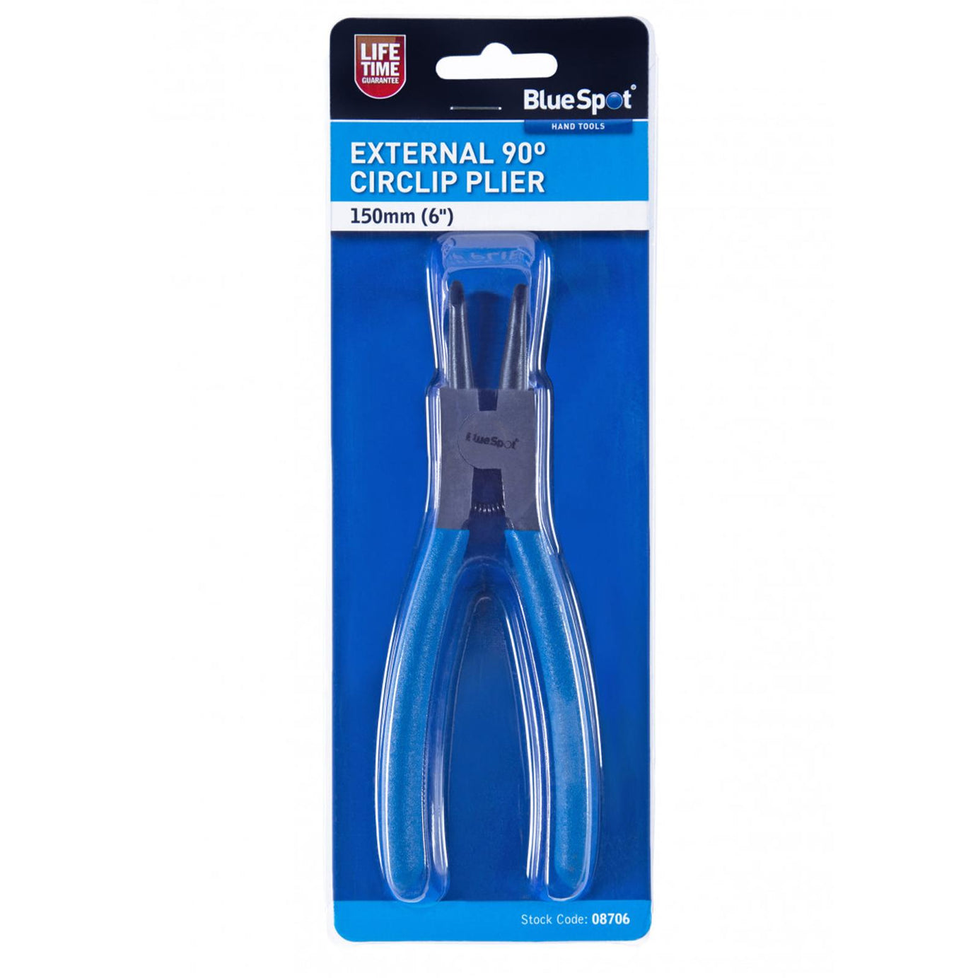 BlueSpot Circlip Plier External 90� Tip Bent Drop Forged 6" (150mm) Pliers Soft Grip Handle New