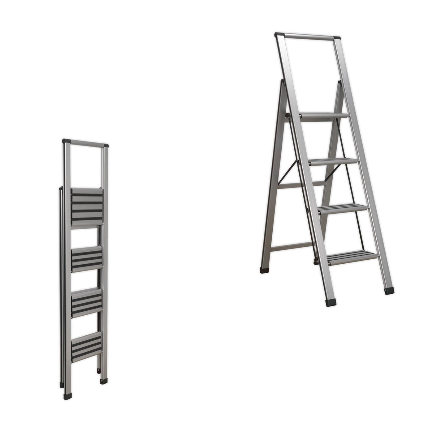 Sealey Aluminium Professional Folding Step Ladder 4-Step 150kg Capacity