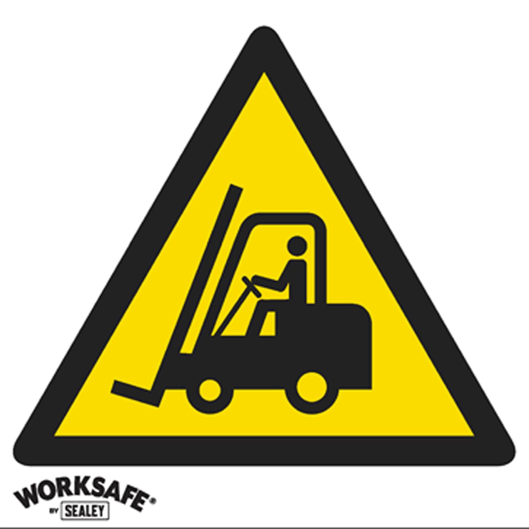 Warning Safety Sign - Caution Fork-Lift Trucks - Self-Adhesive Vinyl