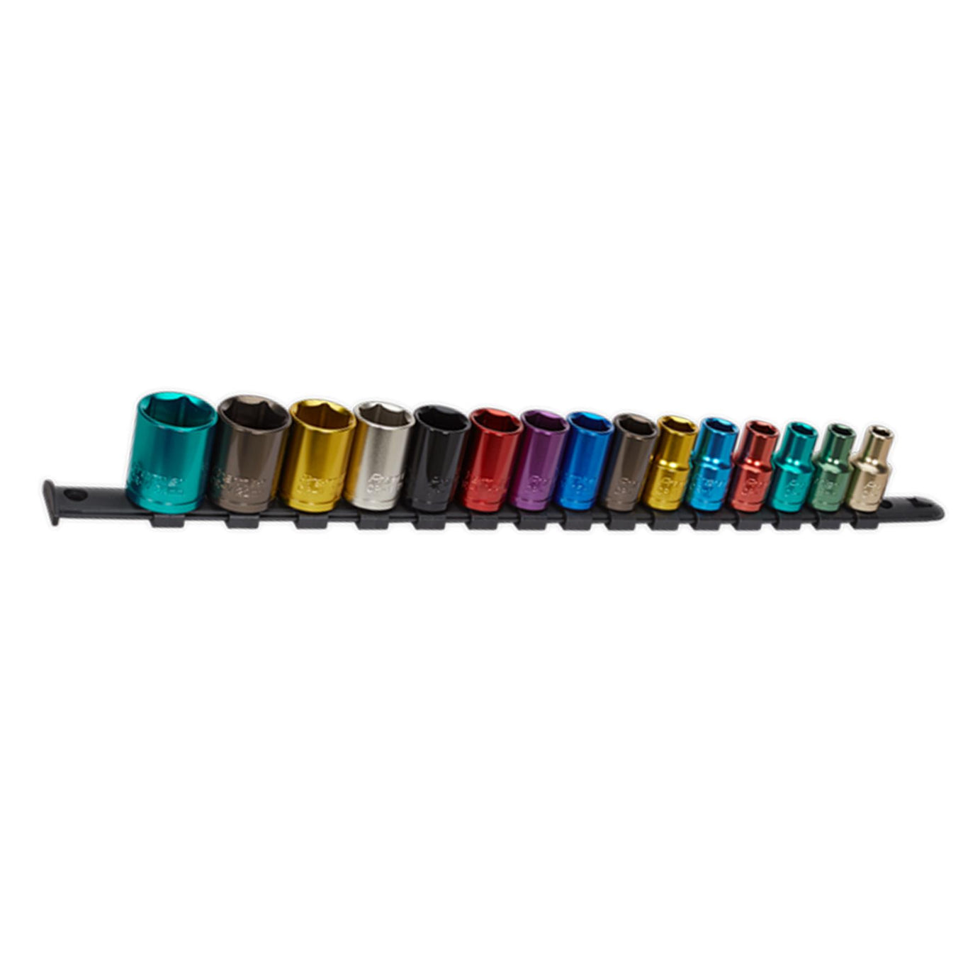 Sealey 15pc Multi Coloured Socket Set 8mm - 24mm 6pt Set 1/2" Sq Drive Metric