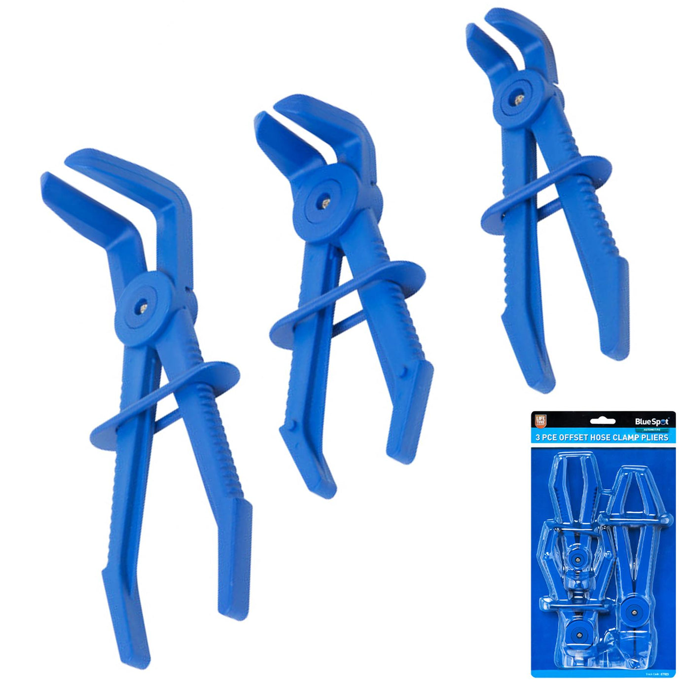 Bluespot 3pc Flexible Offset Hose Pliers Clamp Plier Set Brake Radiator Pipes