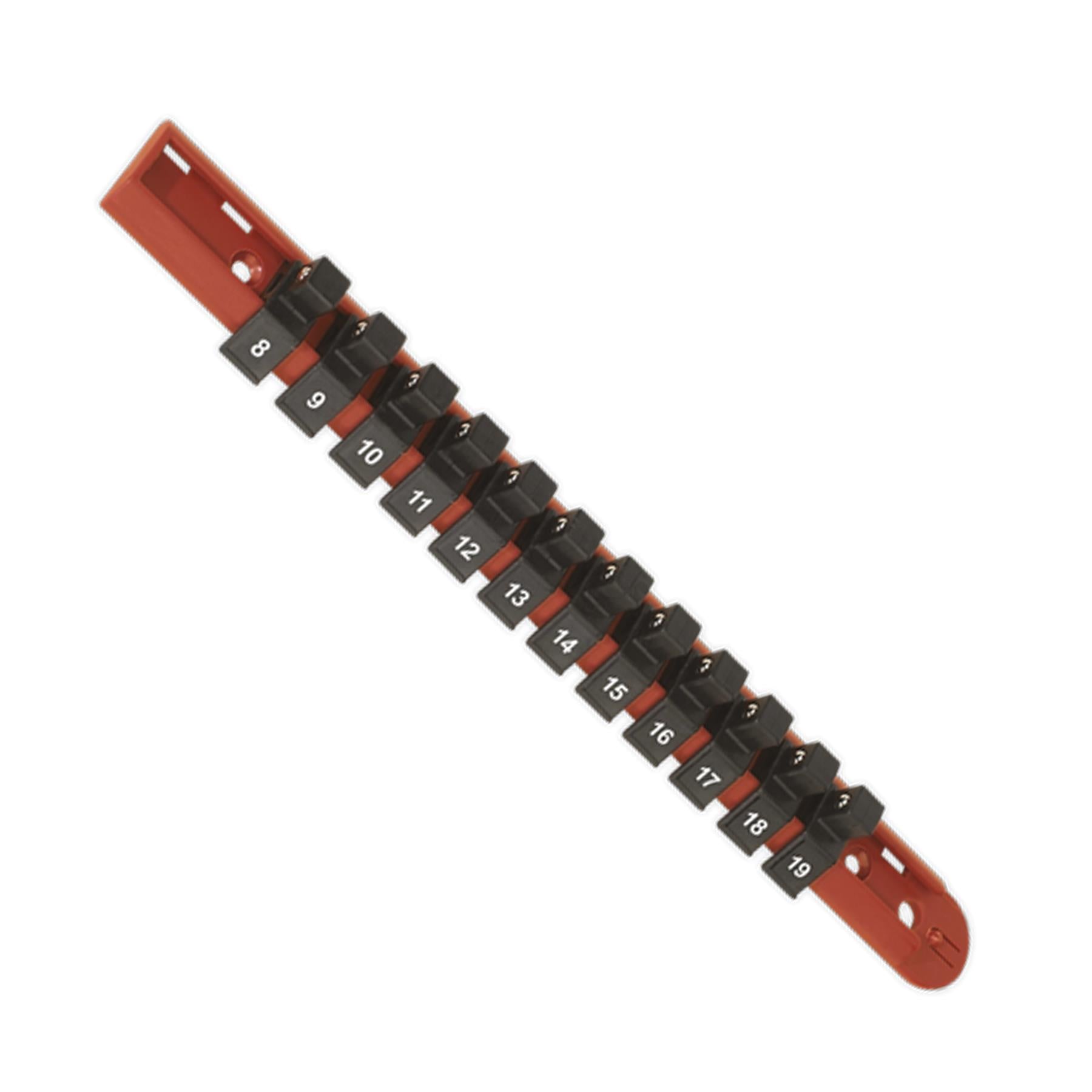 Sealey Socket Retaining Rail With 12 Clips 3/8" Sq Drive 8-19mm - AK3812