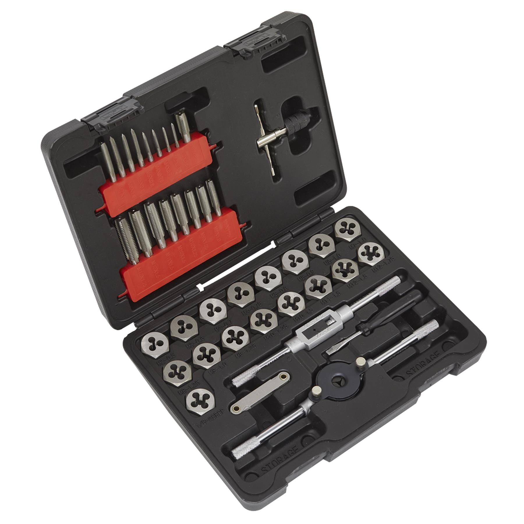 Sealey 39pc Tap and Hex Die Set Metric Thread Cutting Repair Tool M3 - M12 Steel