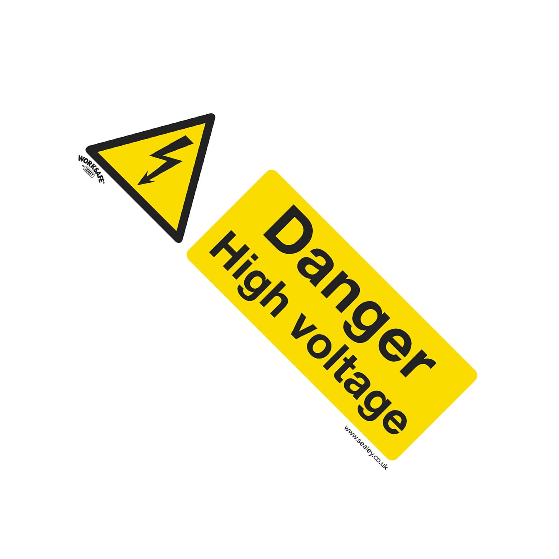 Sealey Safety Sign - Danger High Voltage - Self Adhes. Pack of 10