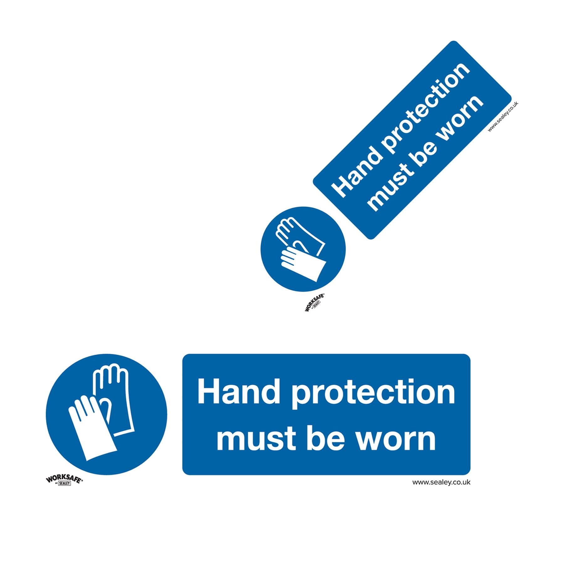 Mandatory Safety Sign - Hand Protection Must Be Worn - Rigid Plastic