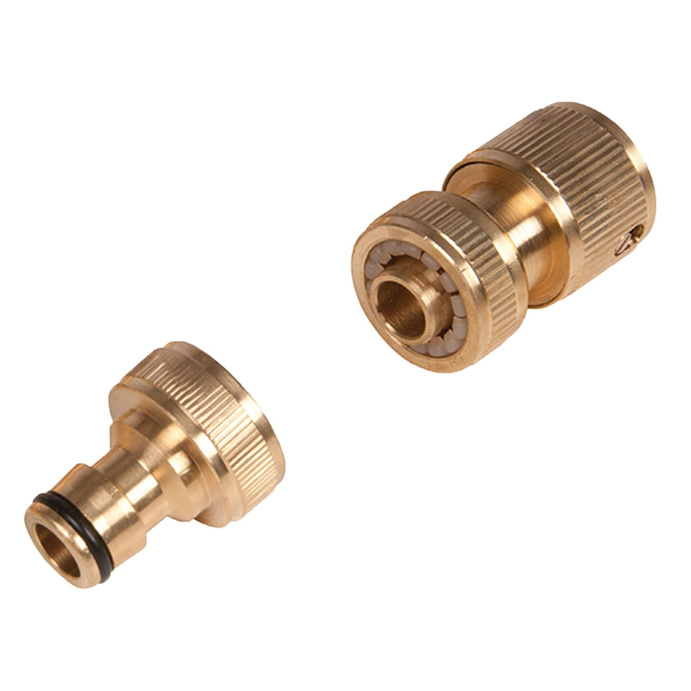 Fittings Set Brass 4Pc 2x1/2" Quick Connectors With Water Stop And Spray Nozzle
