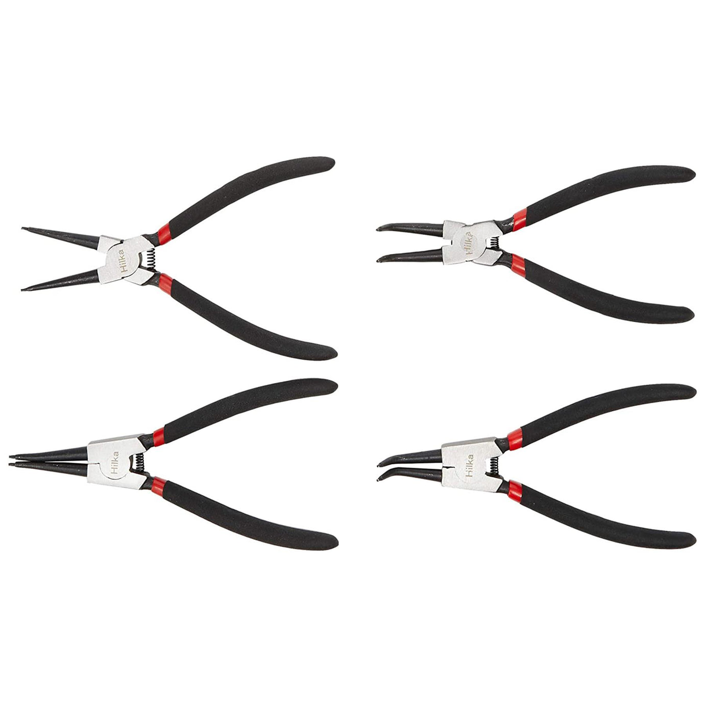 7" Circlip Pliers Set 4pc x 180mm Internal External Straight & Bent Offset