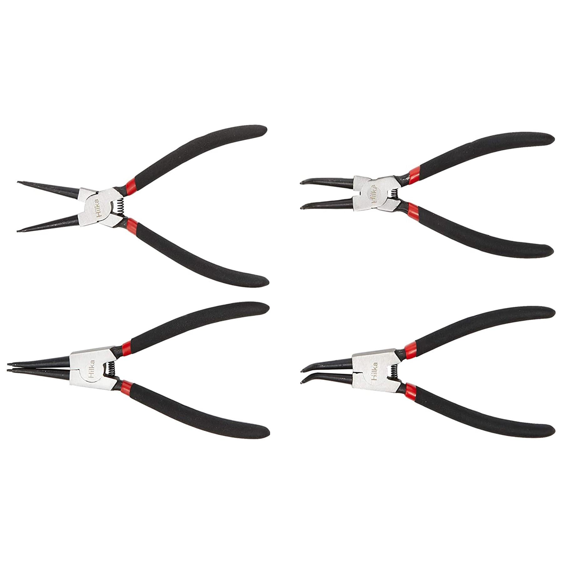 7" Circlip Pliers Set 4pc x 180mm Internal External Straight & Bent Offset