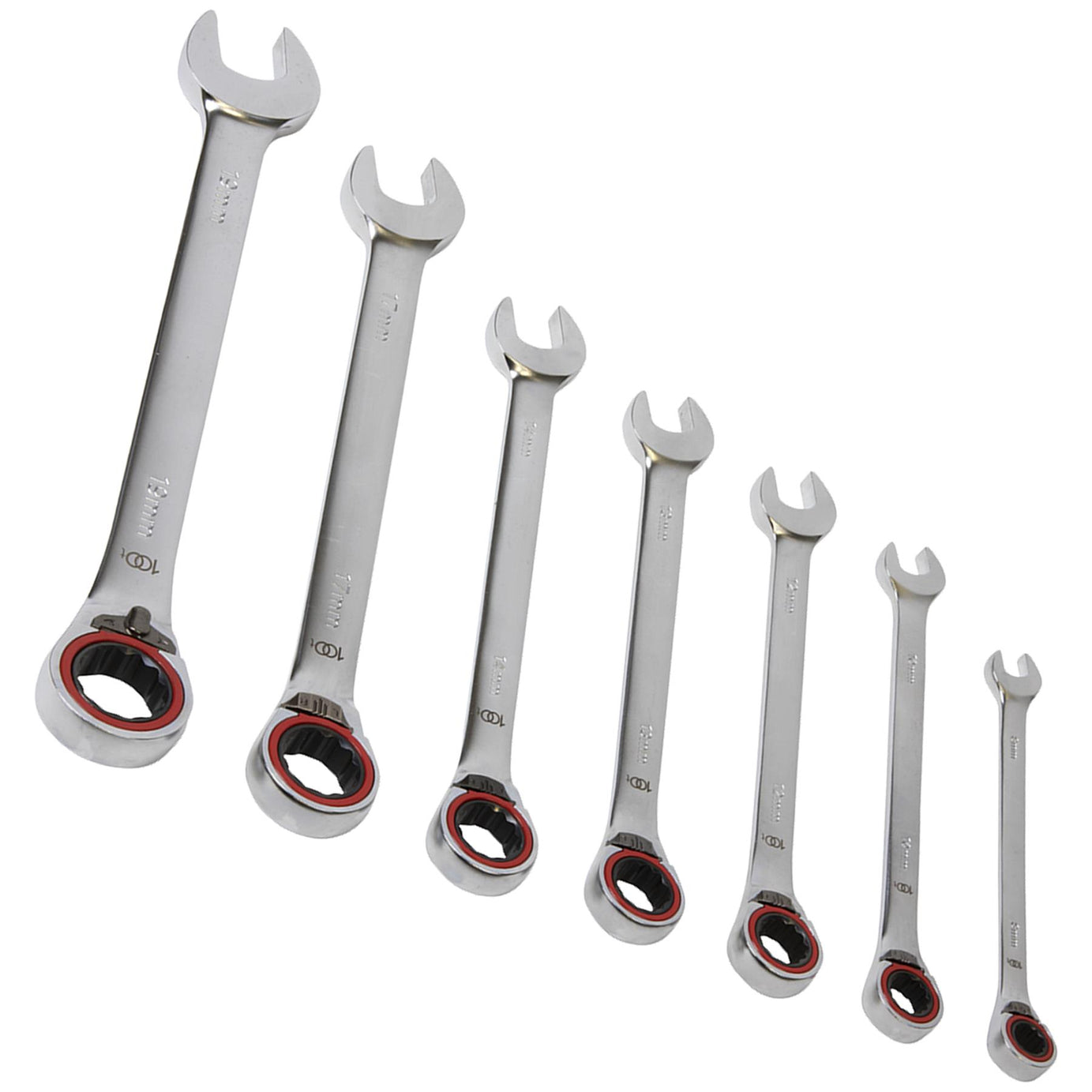 Sealey Reversible Ratchet Comb. Spanner Set 7pc Platinum Series