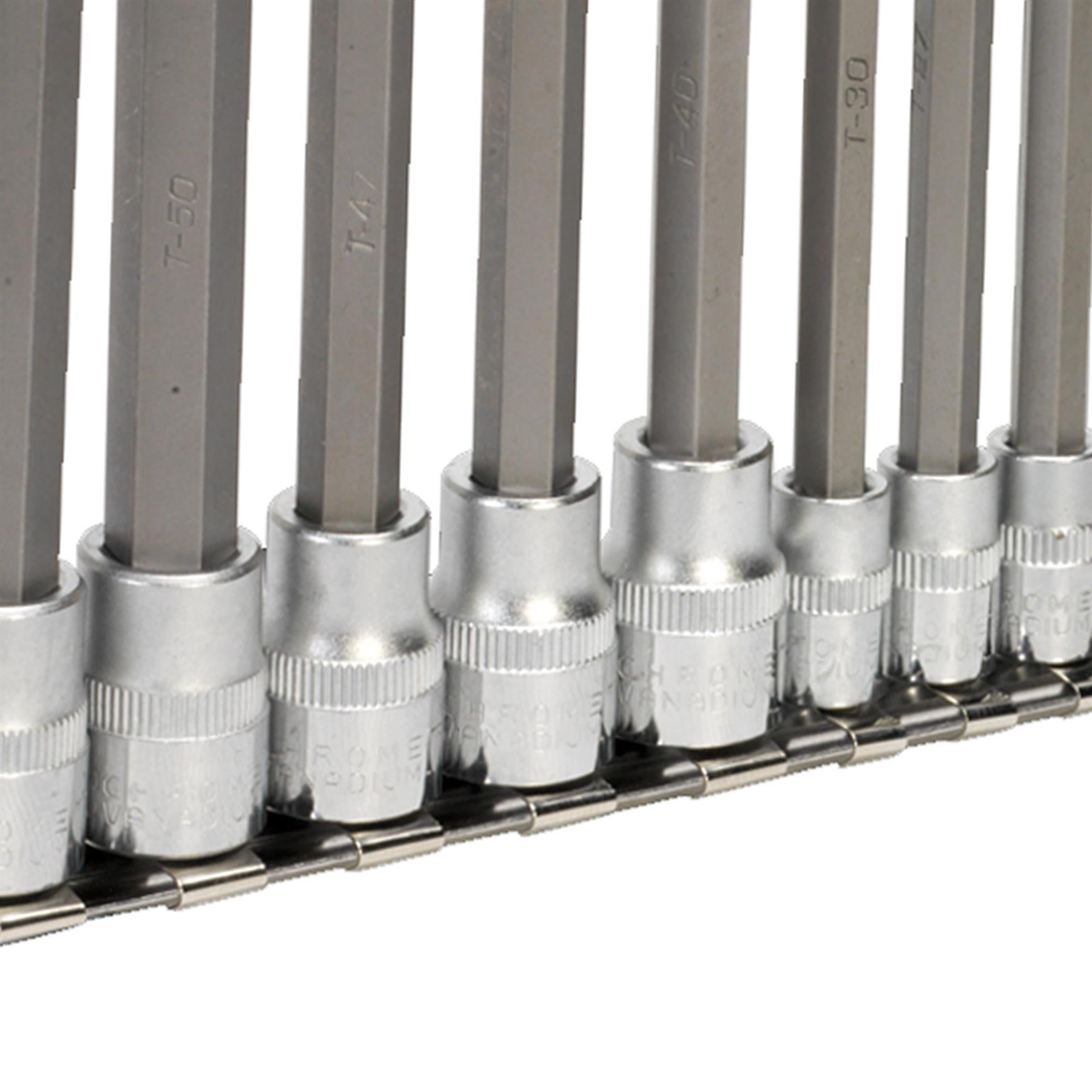 Sealey TRX-Star Socket Bit Set 12pc 1/4", 3/8" & 1/2"Sq Drive 100mm