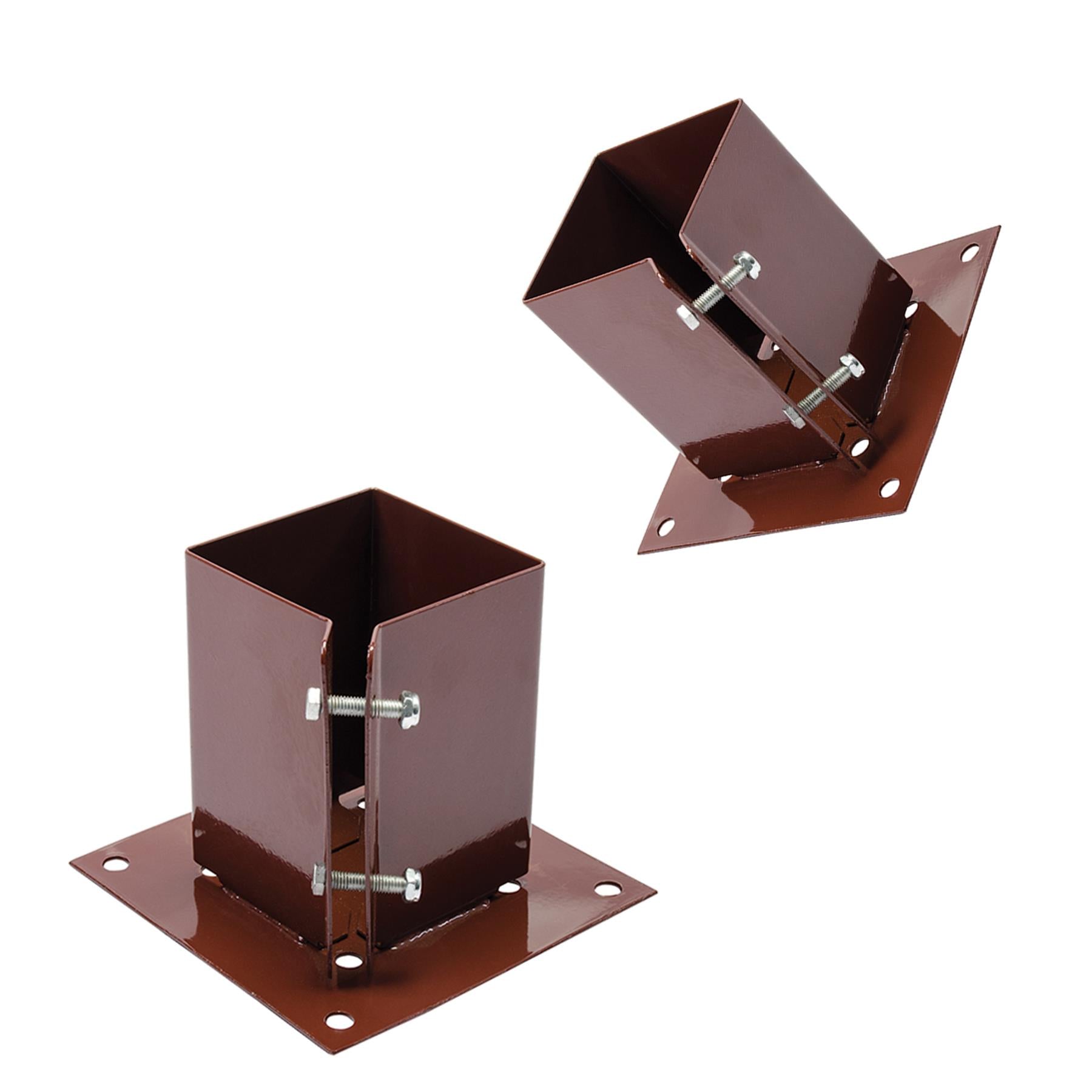 Fence Post Support Bolt Down 4" 100mm Garden Holder Like Metpost Bolt Grip Brown[Pack Of 12,DP02976]