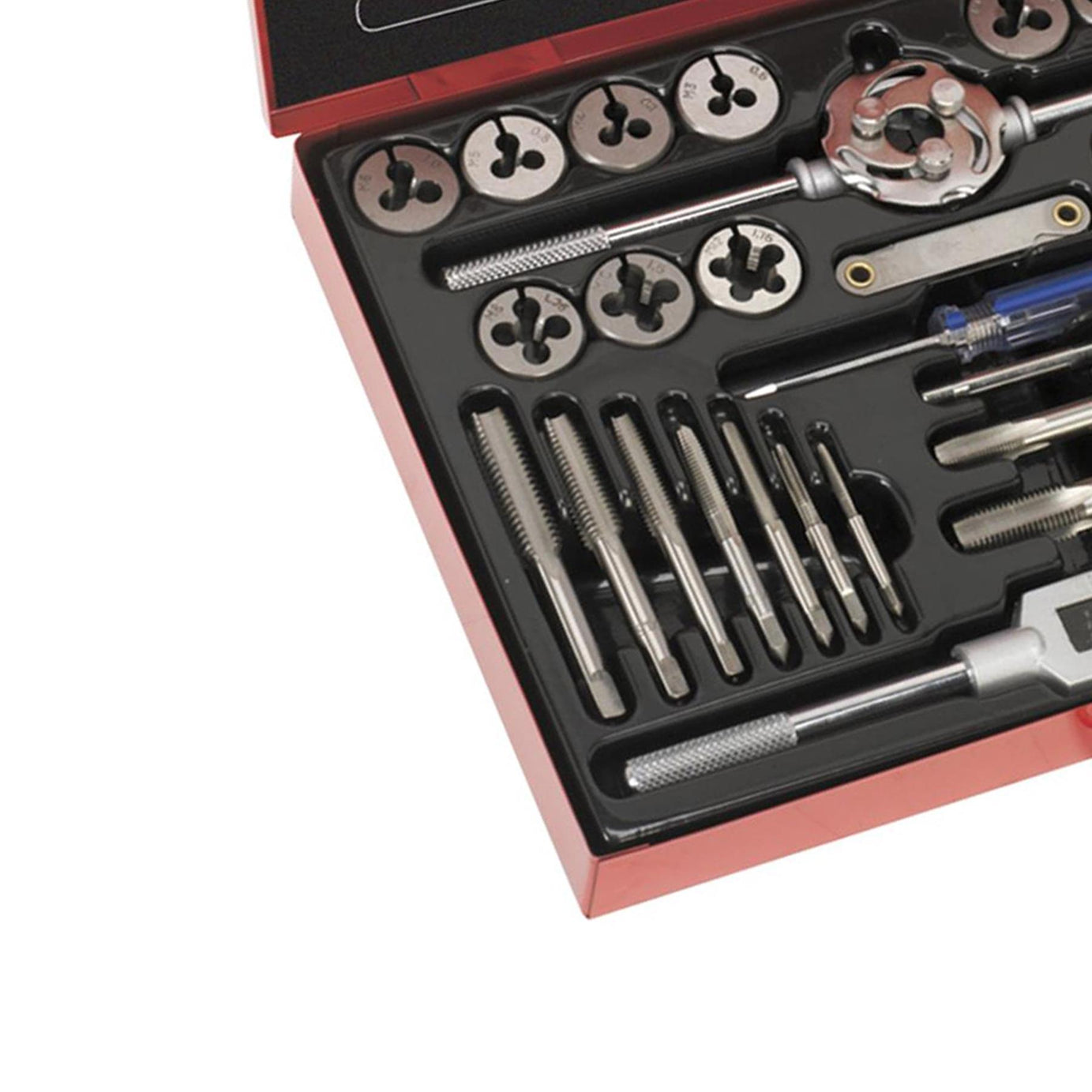 Sealey 33pc Tap and Die Set Split Dies Metric/UNF/BSP Thread Cutting Tool M3-M12