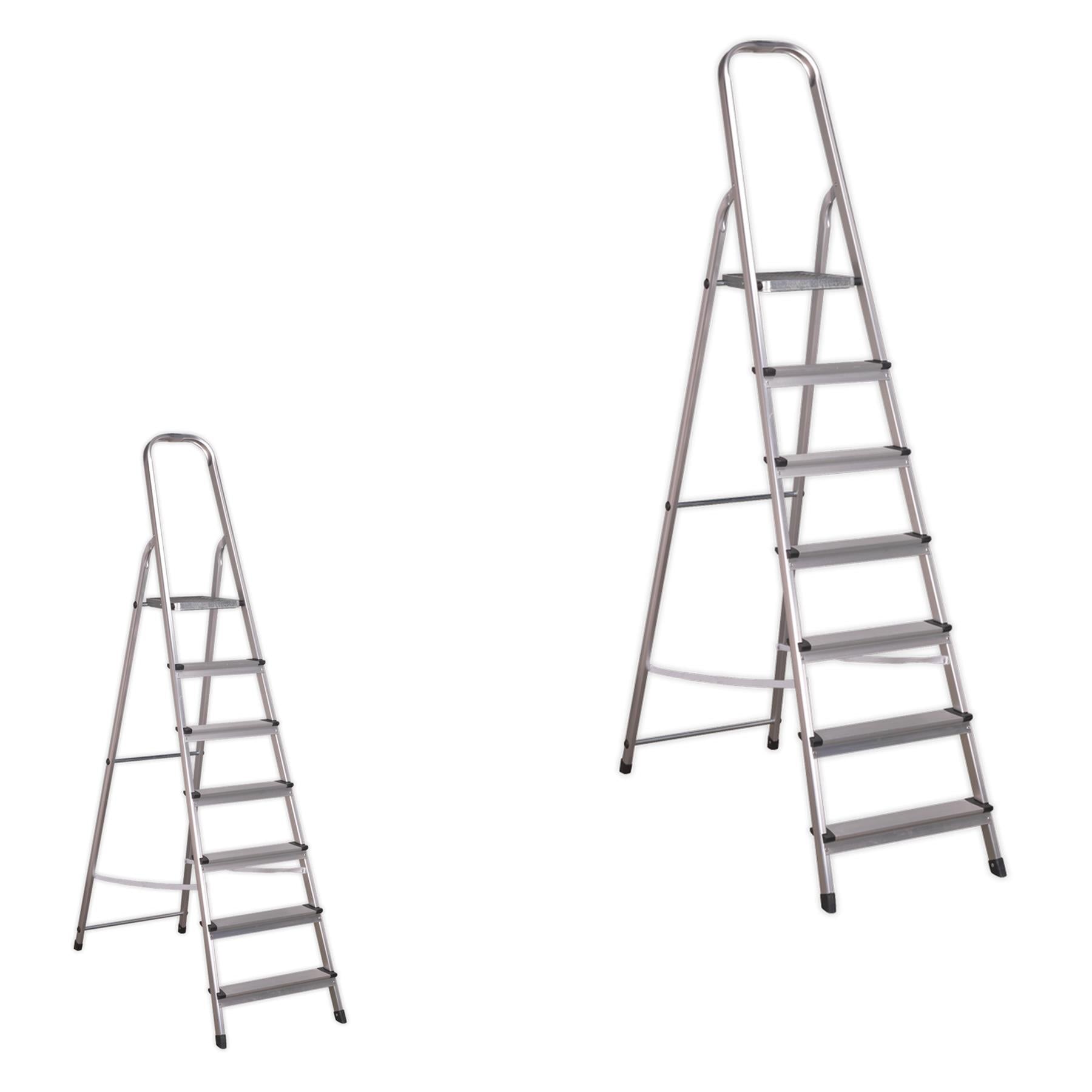 Sealey Aluminium Step Ladder 7-Tread EN 131 Durable Lightweight Anodised