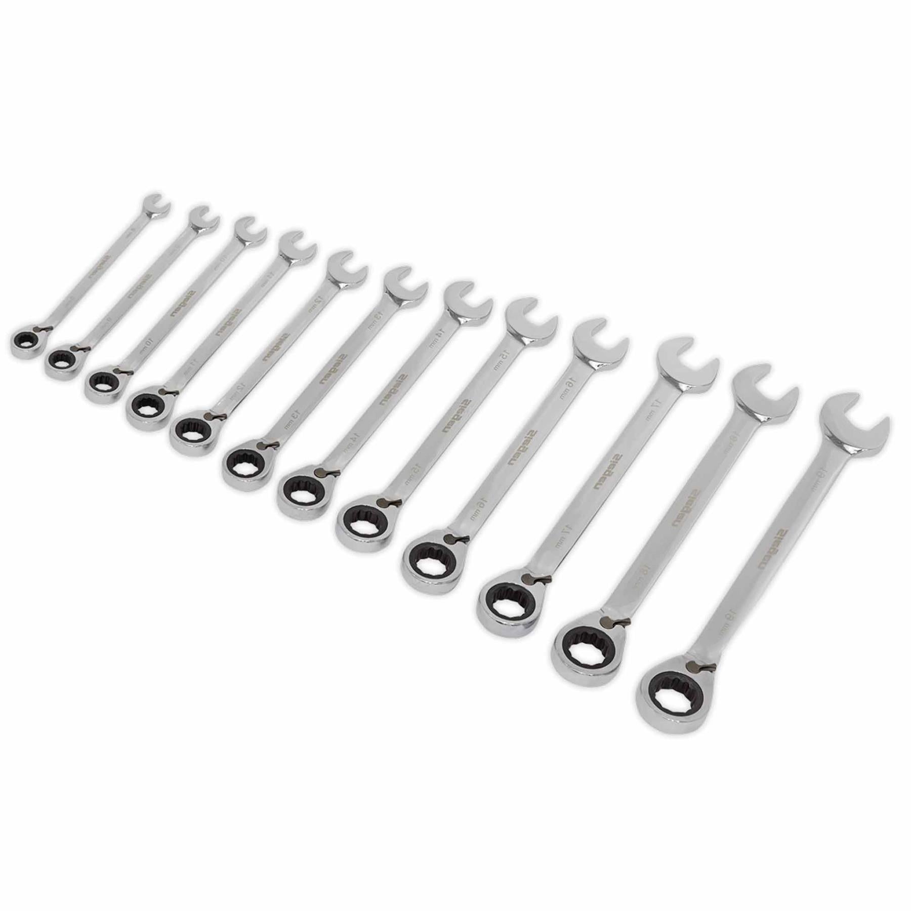 Sealey Reversible Ratchet Combination Spanner Set 12pc Metric
