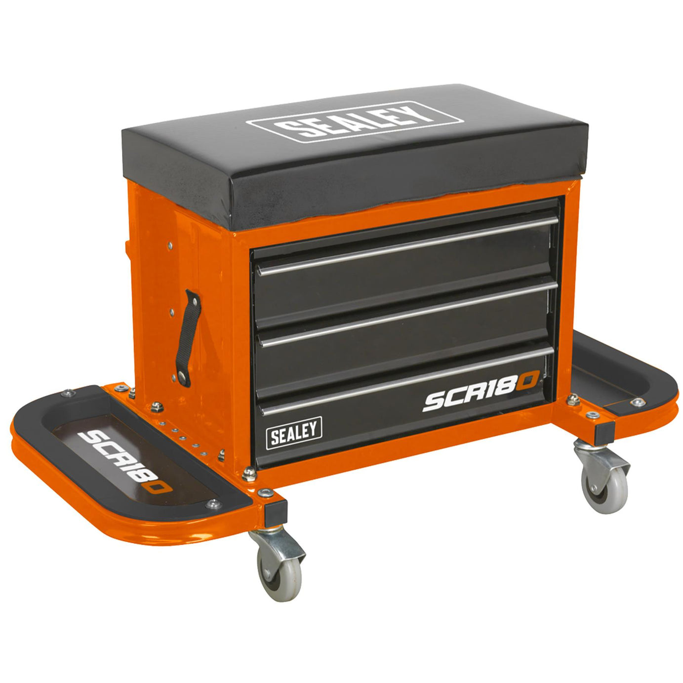 Sealey Mechanic's Utility Seat & Toolbox - Orange