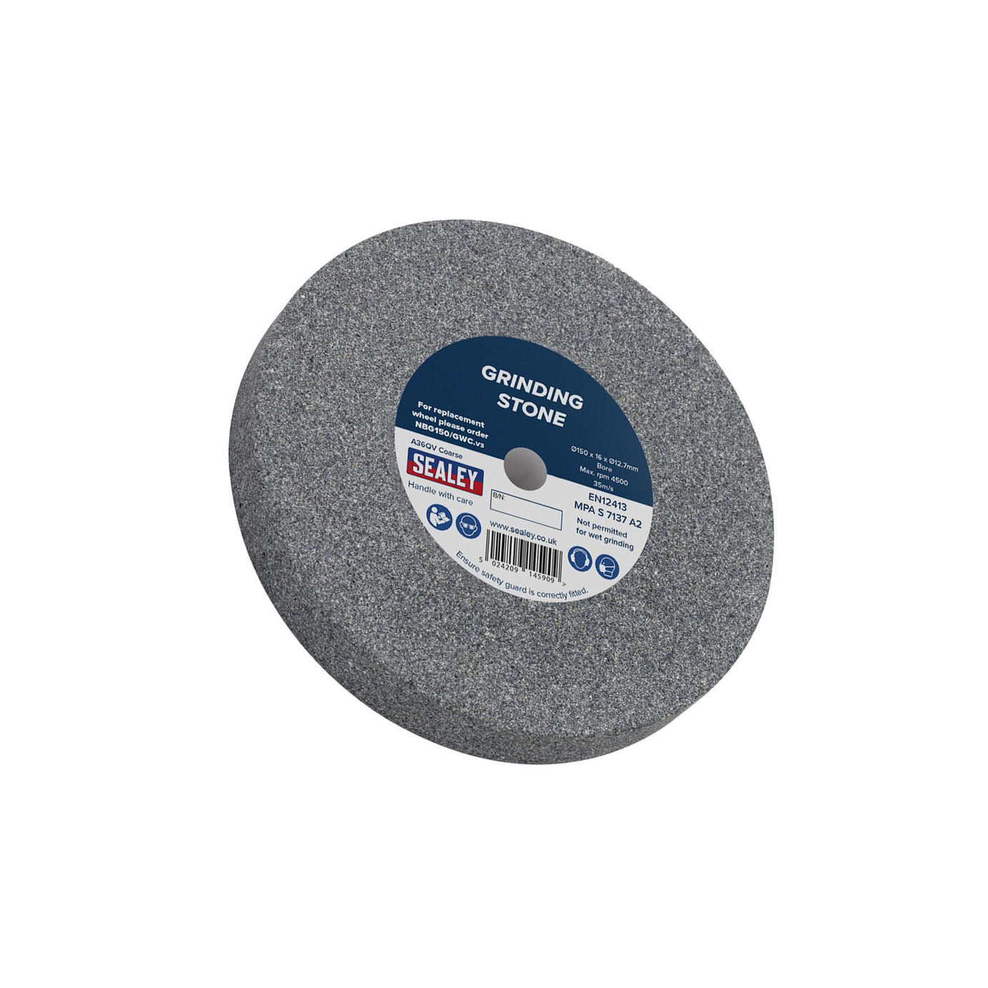 Sealey Grinding Stone Ø150 x 16mm Ø13mm Bore A36Q Coarse